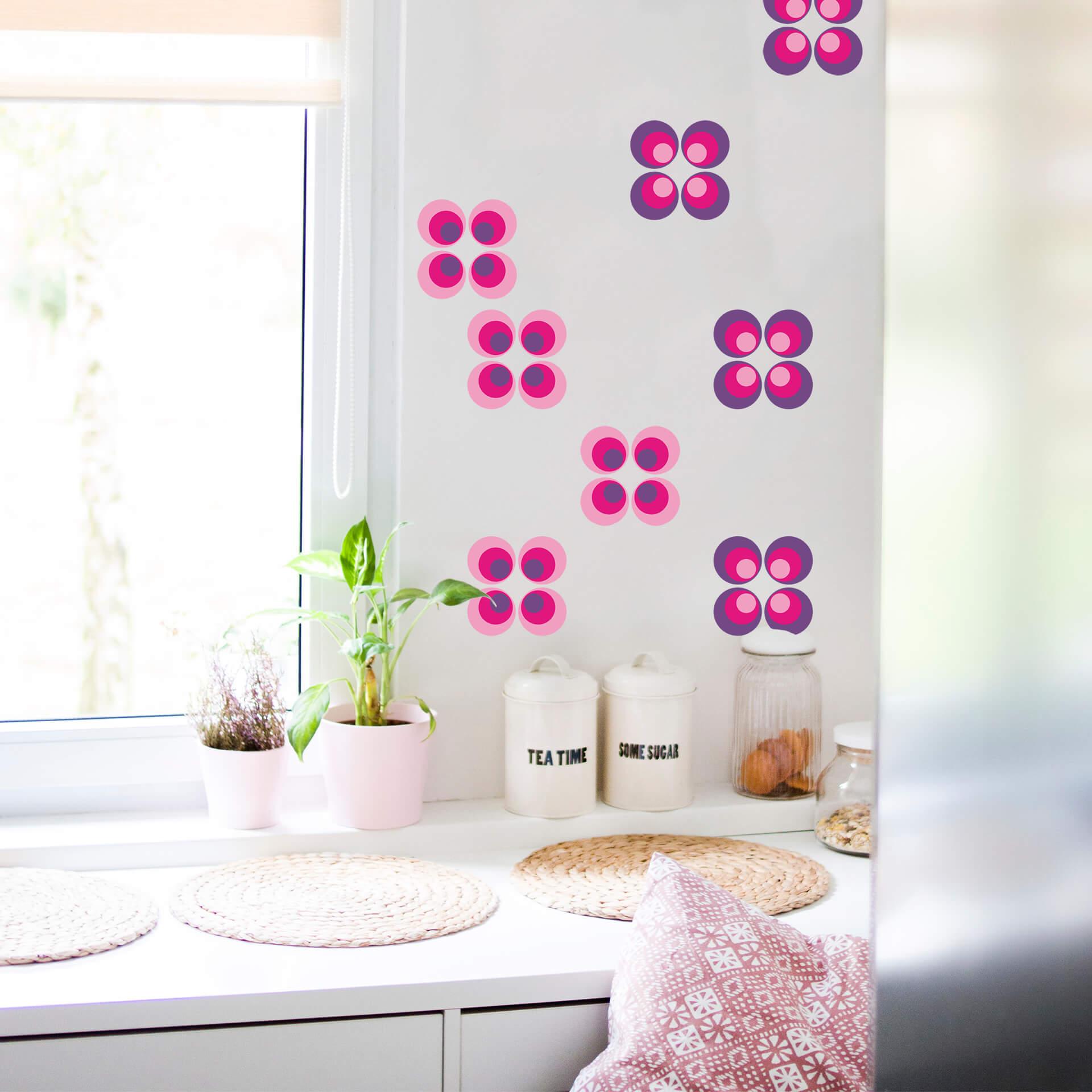 Muurstickers Retro Bollen Roze