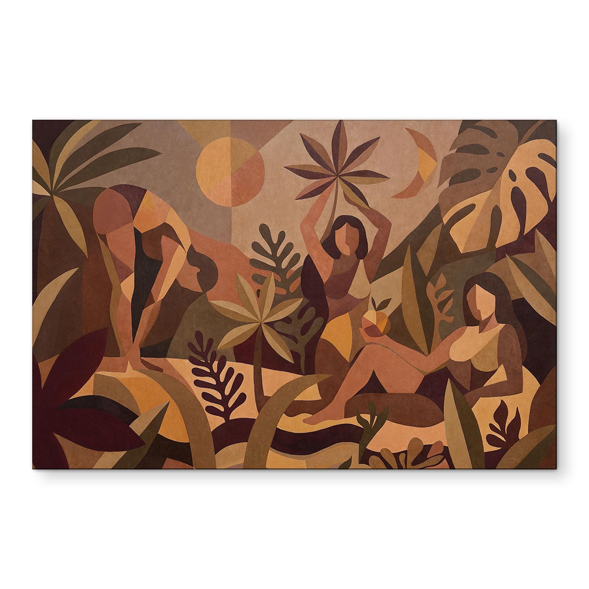 Stampa per pareti Amber Flora - Donne nella foresta pluviale - Sir Edward x Grigory Gladarev - Alu-Dibond