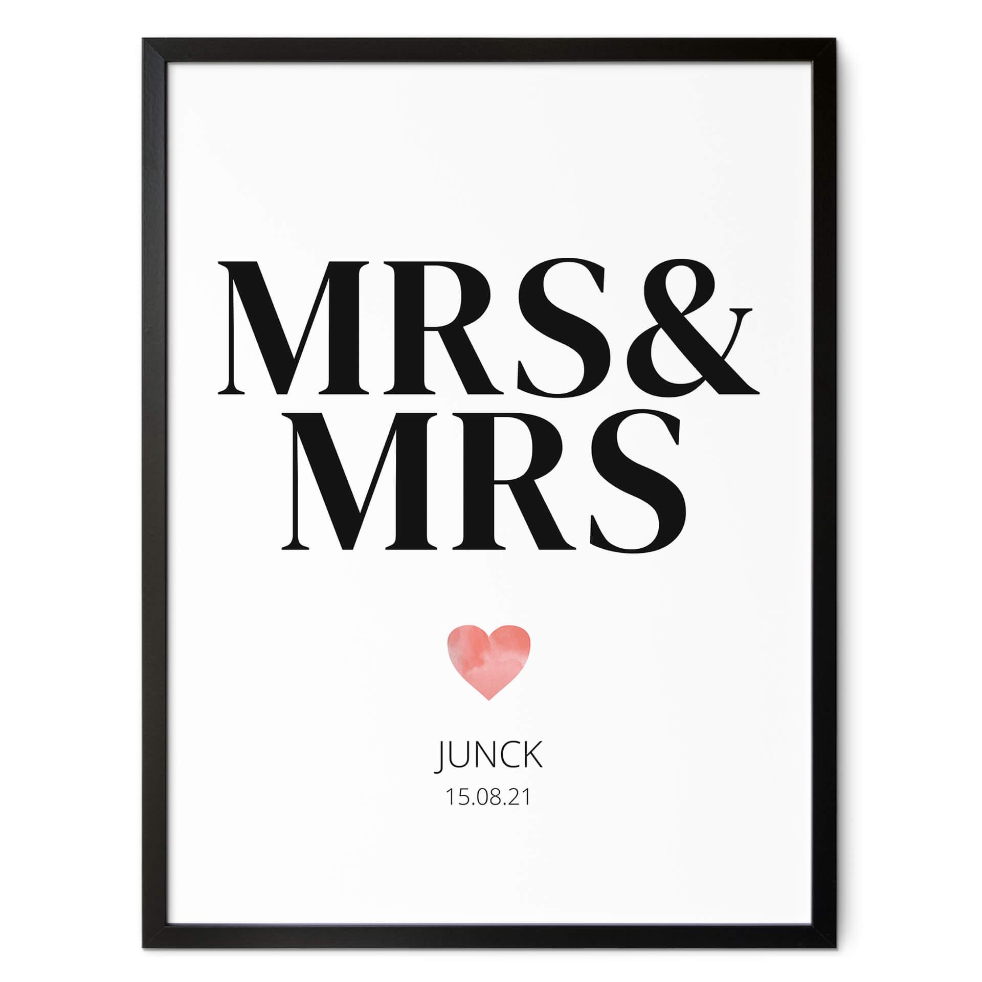 Poster à personnaliser Mrs & Mrs - Classique