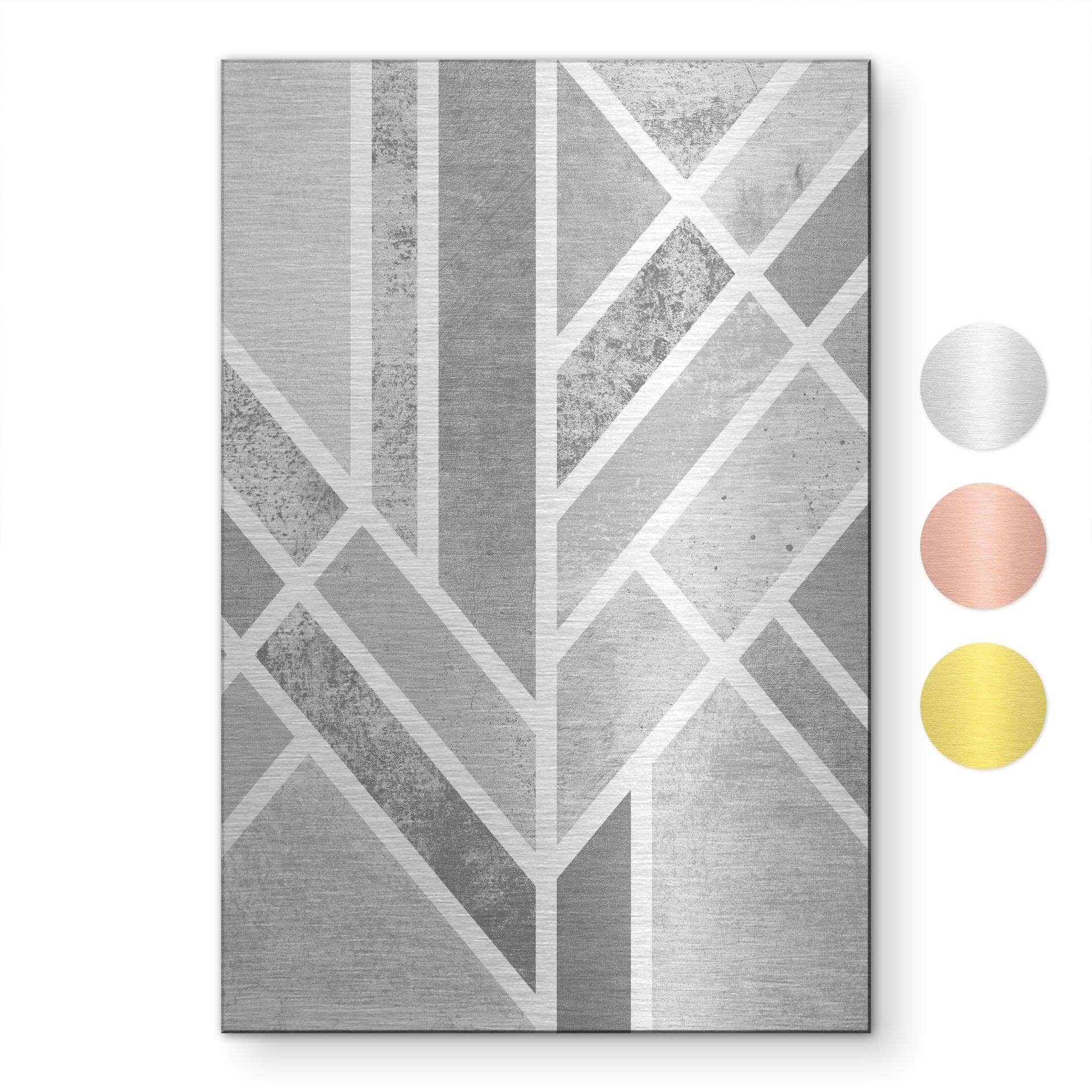 Geborsteld Alu-Dibond met goud-, zilver- & kopereffect - Art deco gouden geometrie - Fredriksson