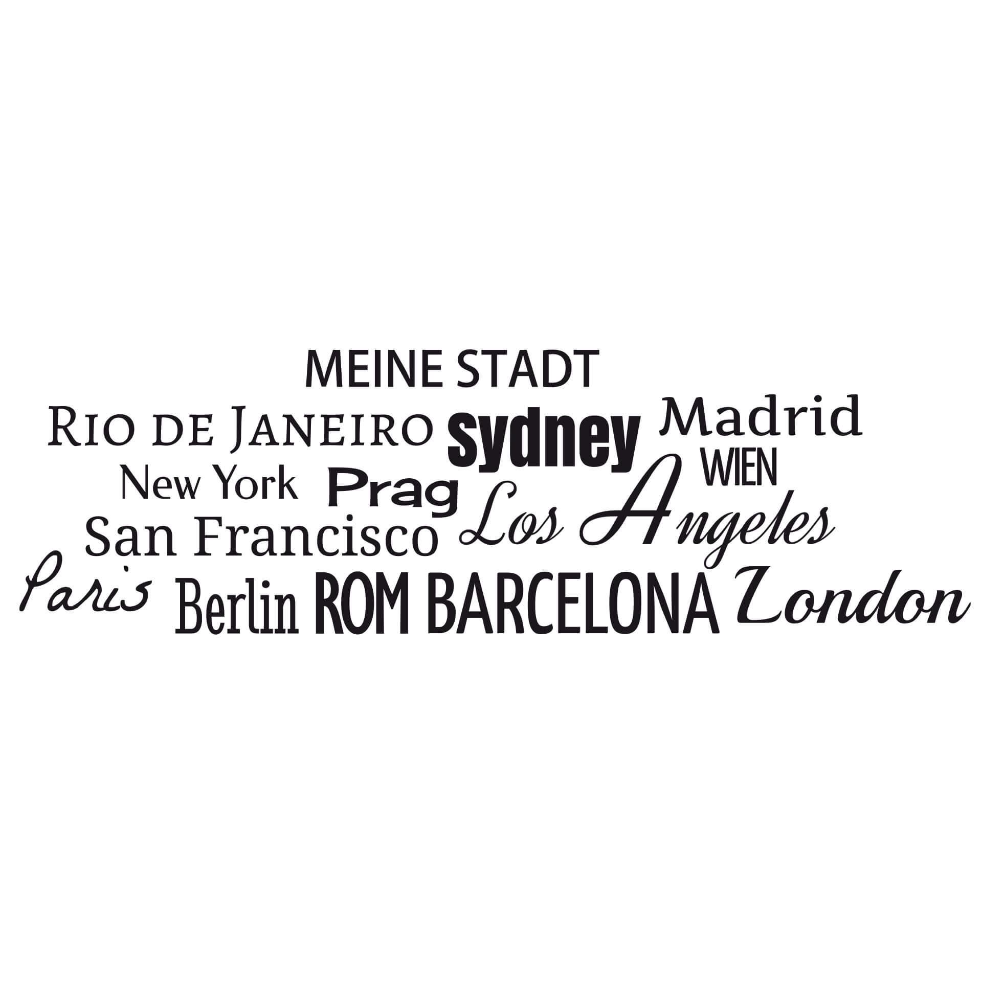 Wandtattoo + Name - Städte Banner