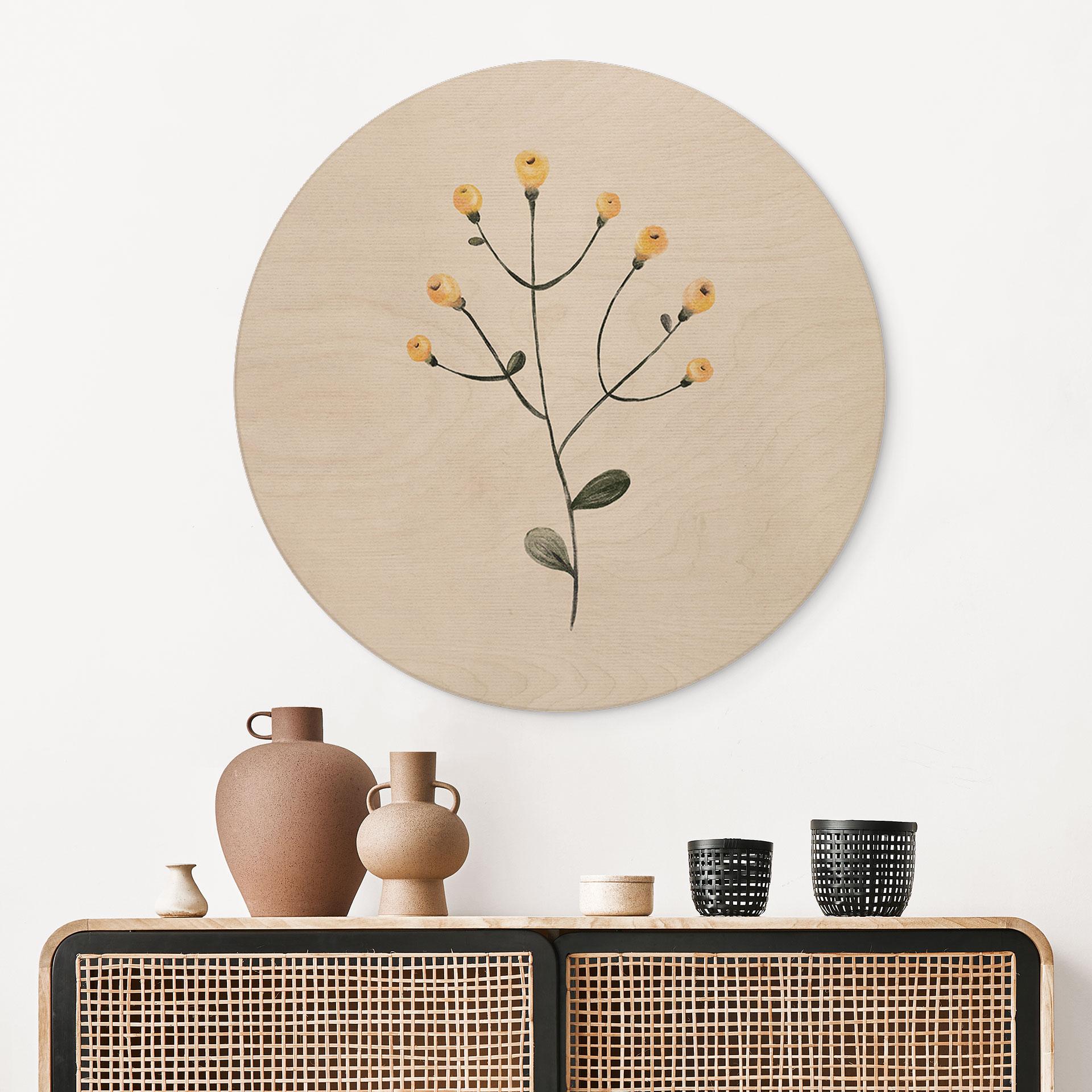 Billede af træ Delikat plante med gule blomster - Goed Blauw - Rund