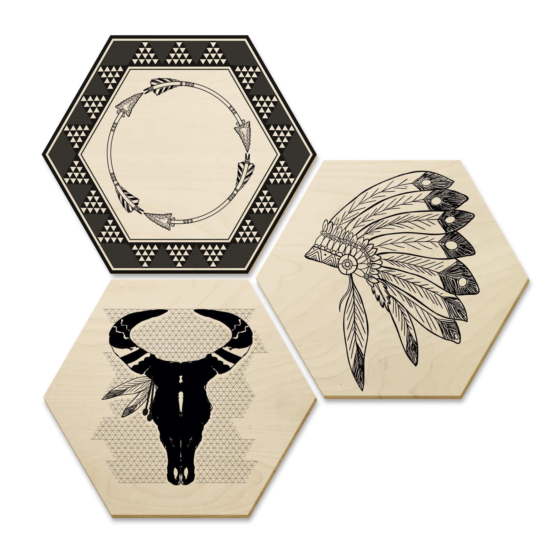 Hexagone - Bois - Style indien
