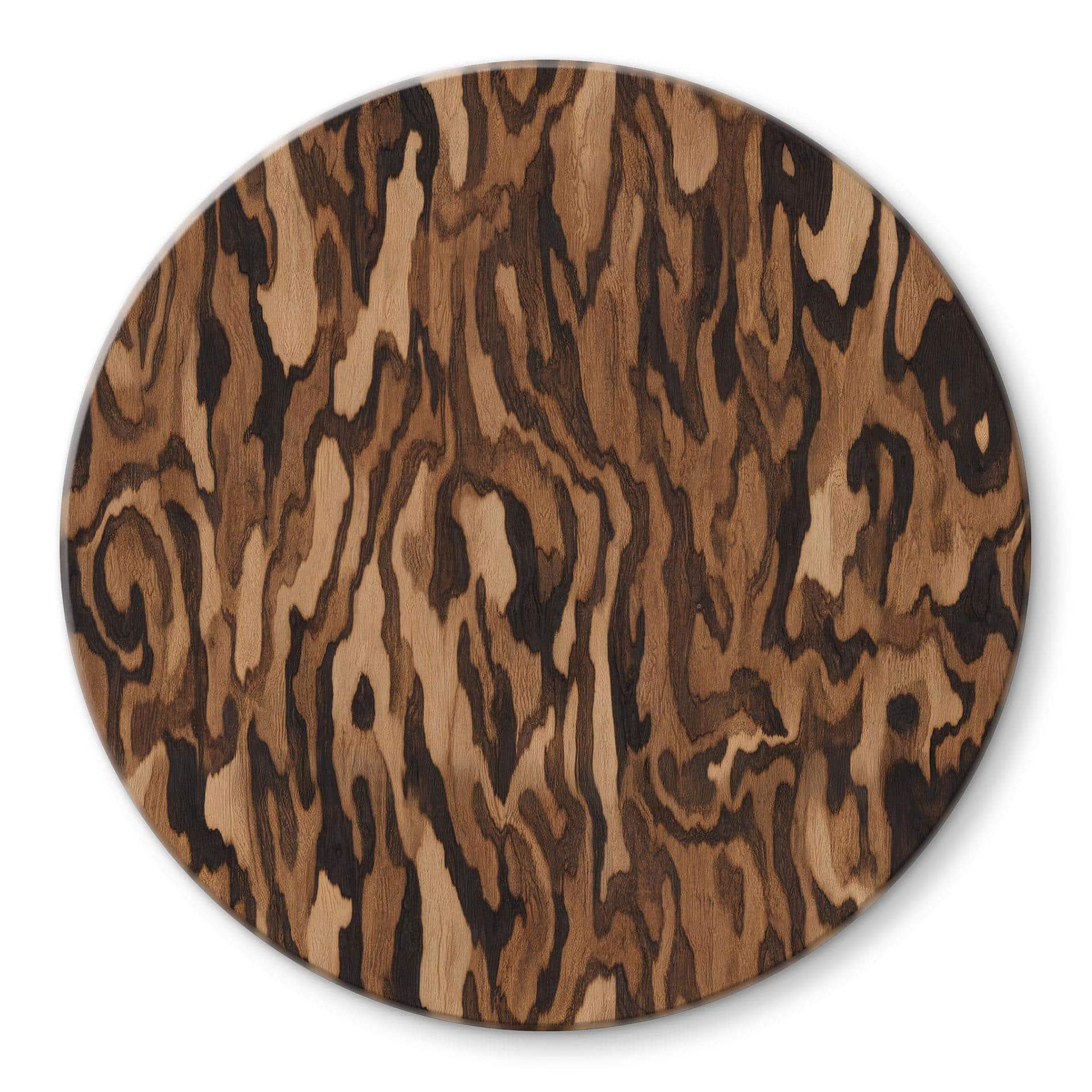 Stampa su Vetro Ettore Walnut - Venatura del Legno Astratta - Sir Edward x Grigory Gladarev - Rotondo