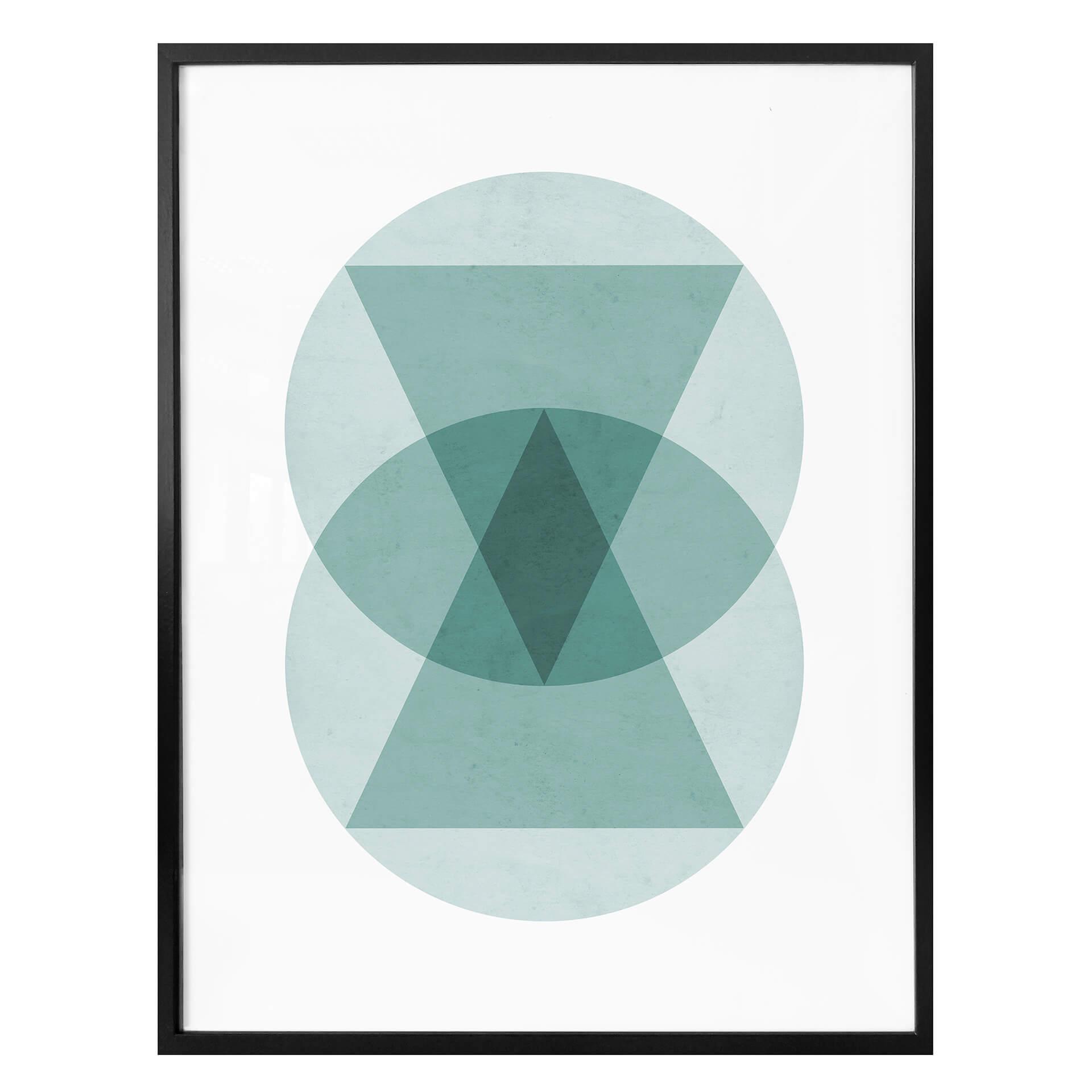 Plakat Nouveauprints - Cirkler & trekanter aqua