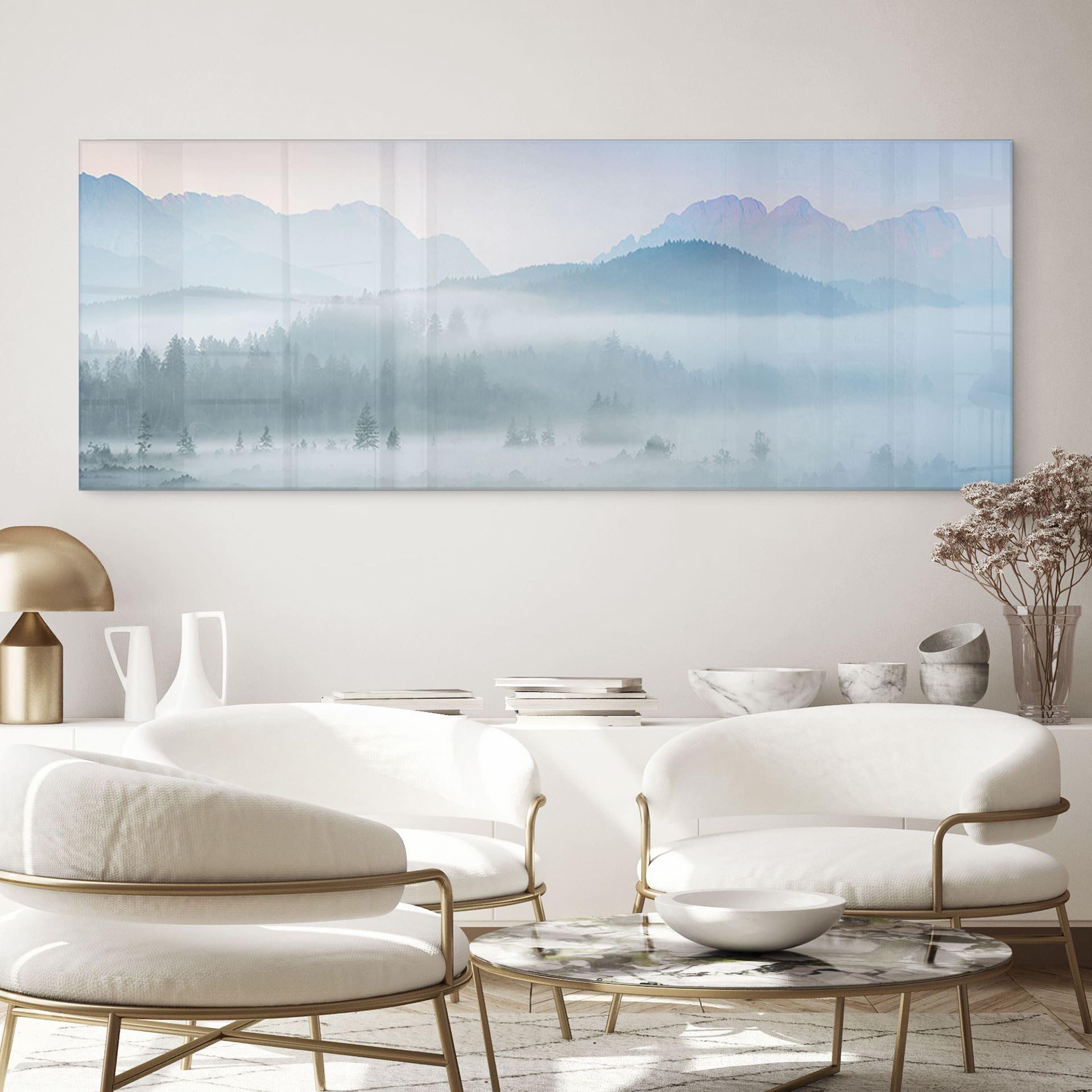 Acrylglasbild Neblige Waldlandschaft im Herbst - Eisenmann - Panorama