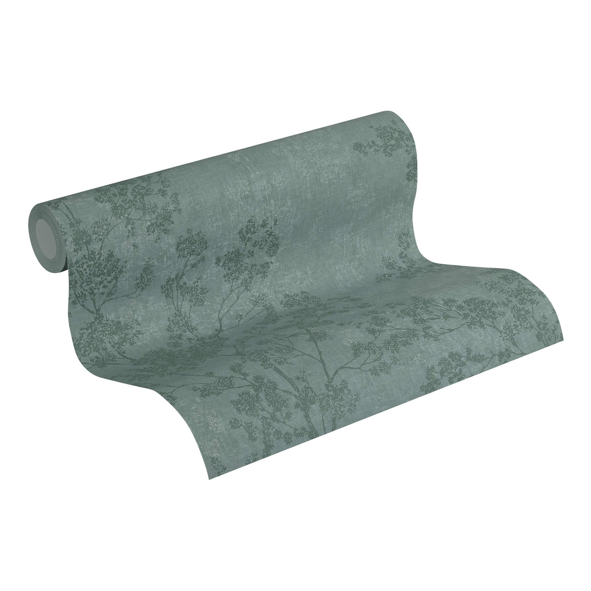 Papel pintado floral verde plantas moderno papel pintado no tejido verde oscuro dormitorio salón by A.S. Création