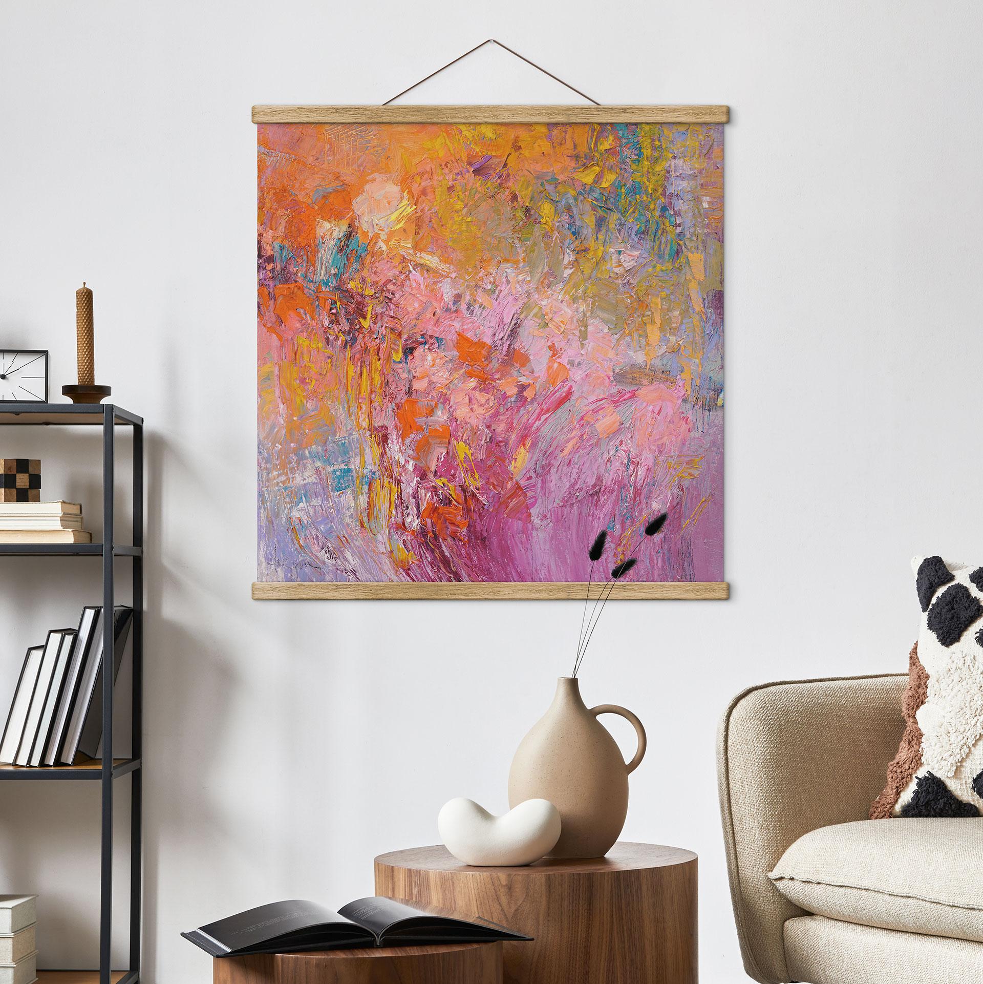 Tekstil plakat Abstrakt farverig rosenhave - Fagan - Kvadratisk