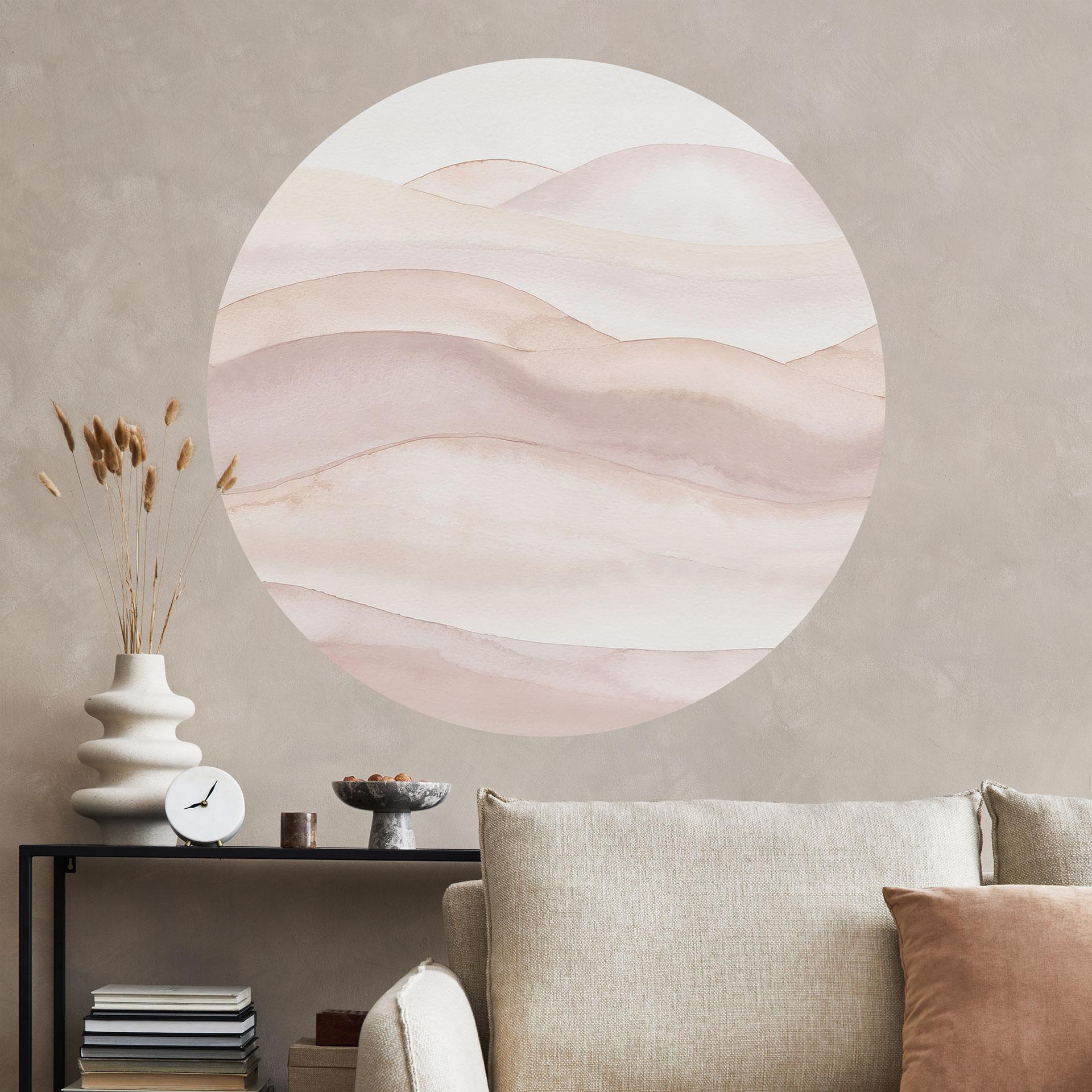 Wallsticker Blide bakker i akvarel - Bloomery Decor - Rund
