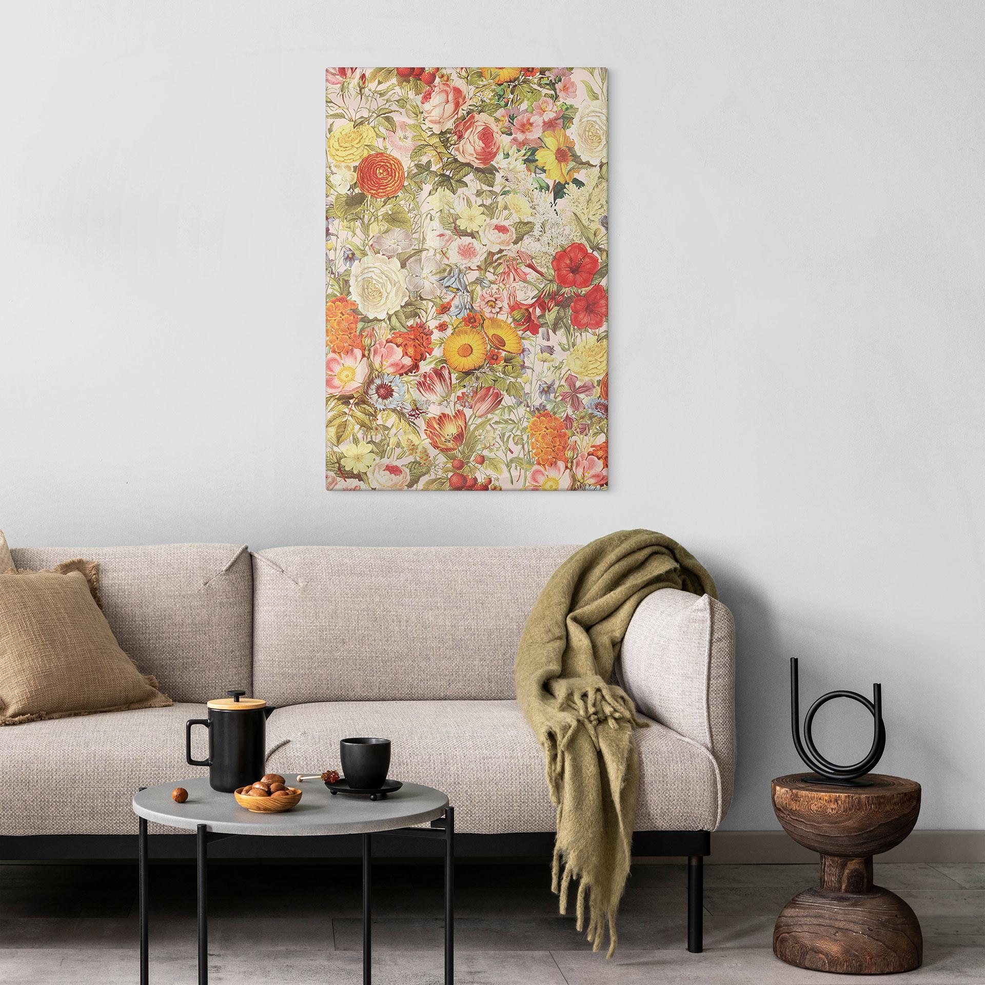 Glasbild Farbenfrohe Blumencollage - Frida Floral Studio