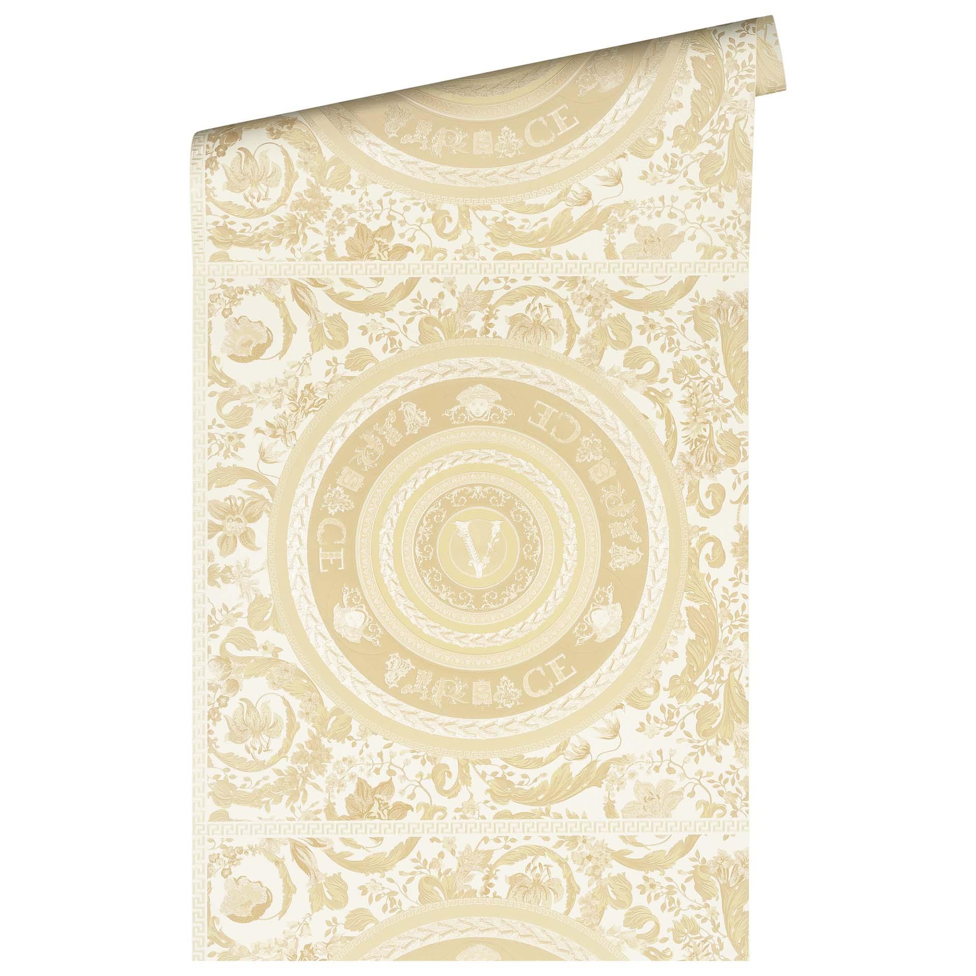 Versace bogstaver tapet i beige og creme non-woven tapet blomsterdesign