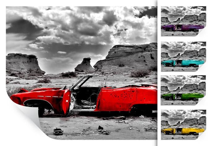 Zelfklevende Poster - Red Cadillac