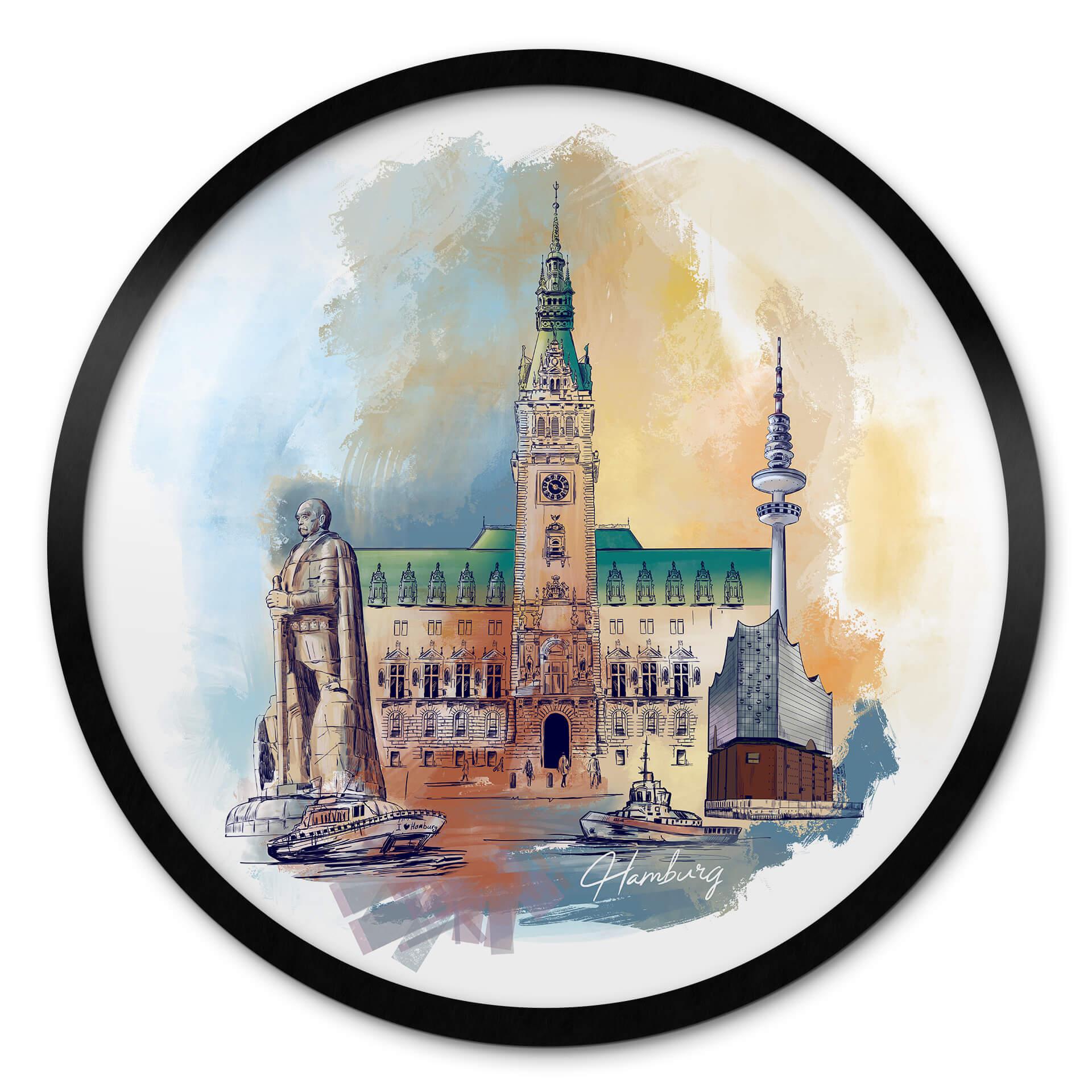 Poster Love your City - Hamburg - Rund