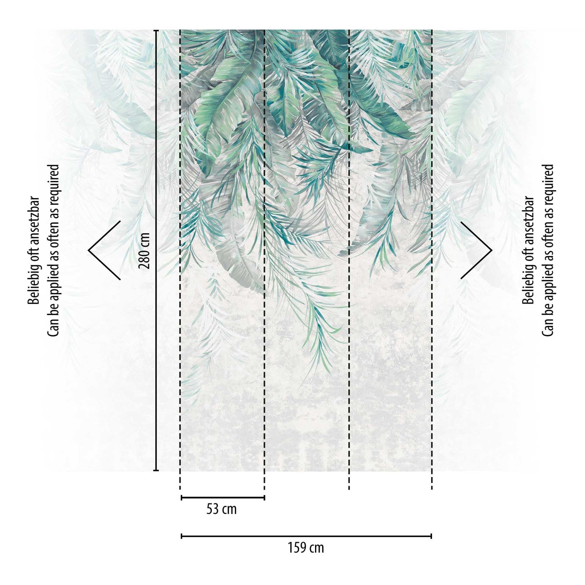 behang met tropische bladeren groen wit - vliesbehang jungle behang