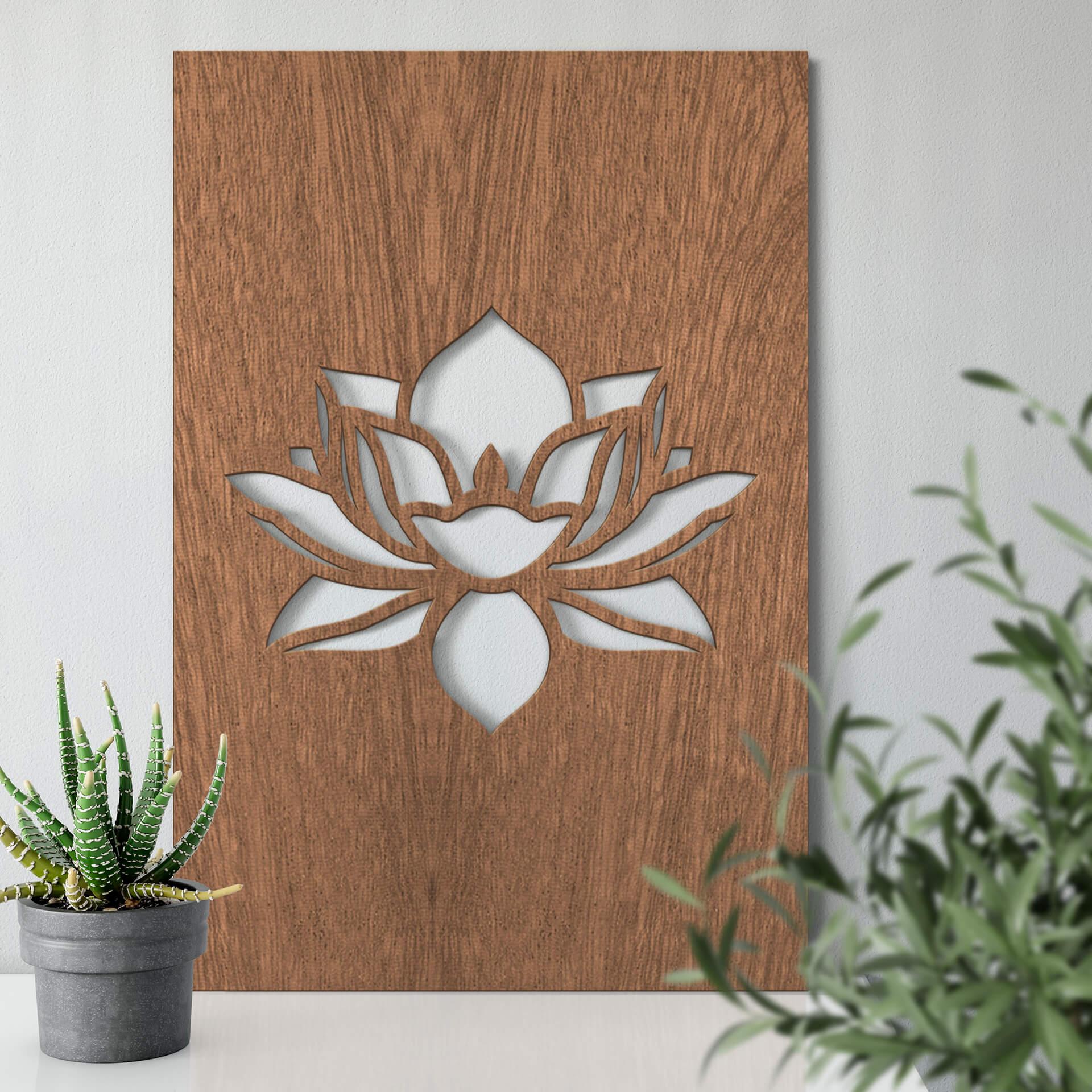 Arte en madera de caoba - Flor de loto