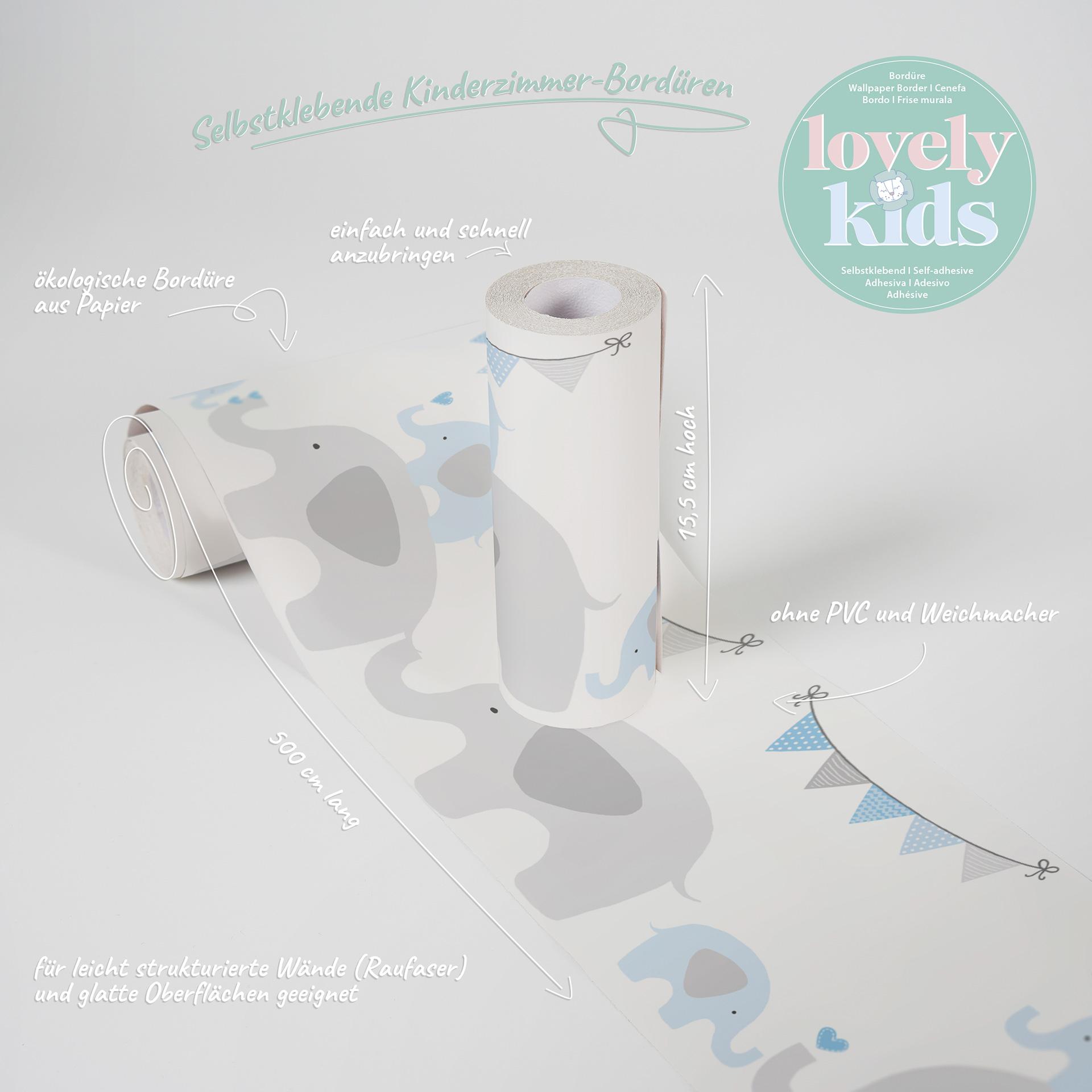 A.S. Création Lovely Kids Frise autocollante enfant - Bleu, Gris