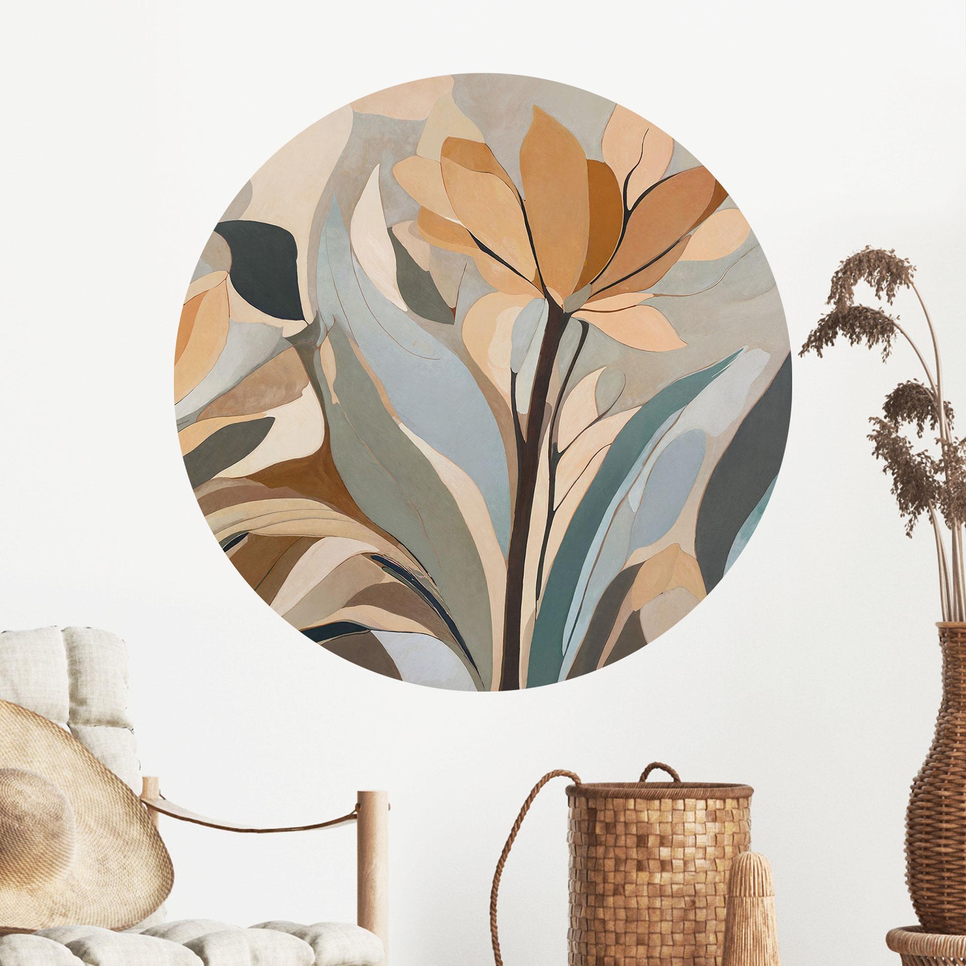 Sticker Mural Emil's Bloom - Fleurs Abstraites - Sir Edward x Grigory Gladarev - Rond