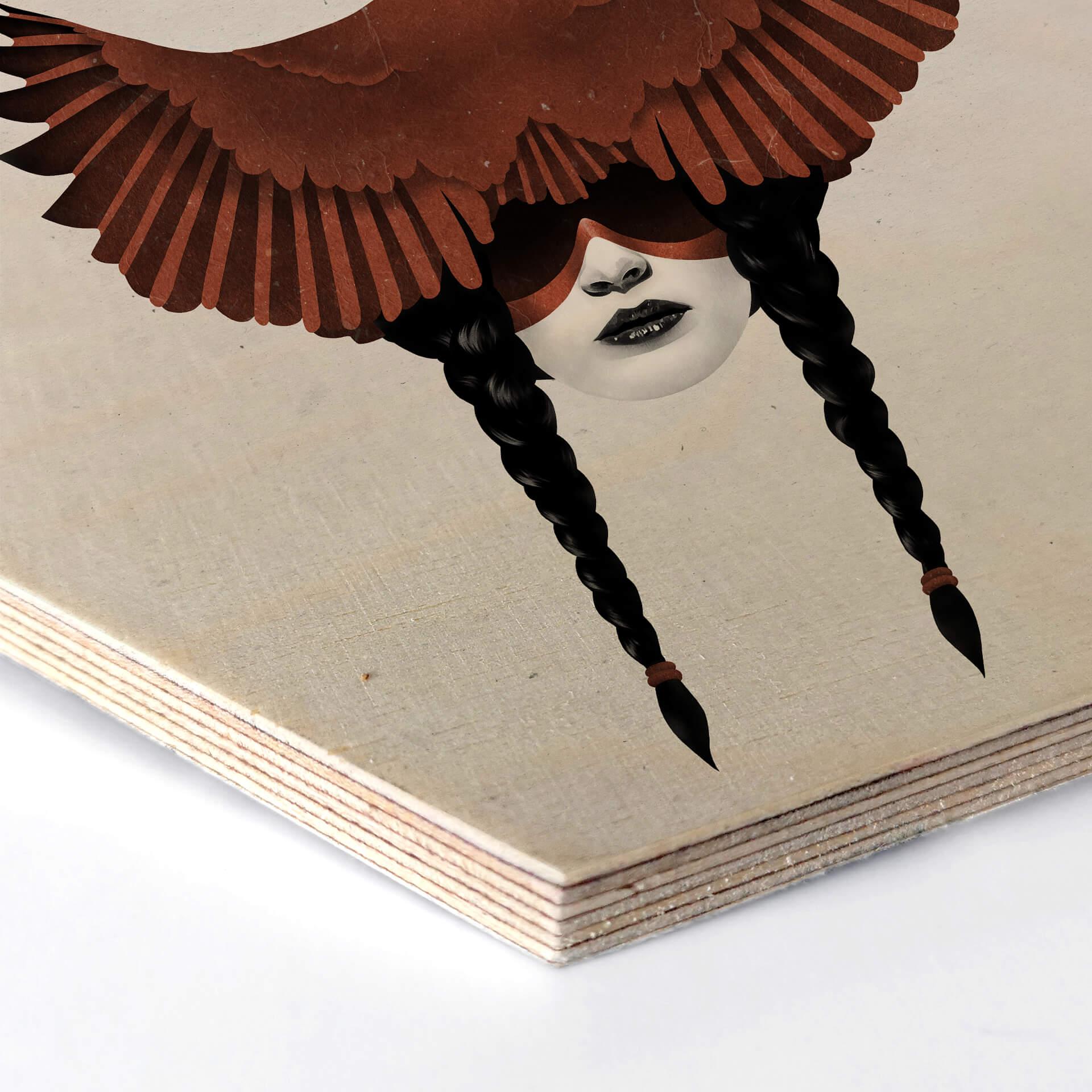 Hexagon - Holz Birke-Furnier Ireland - Dark Cardinal