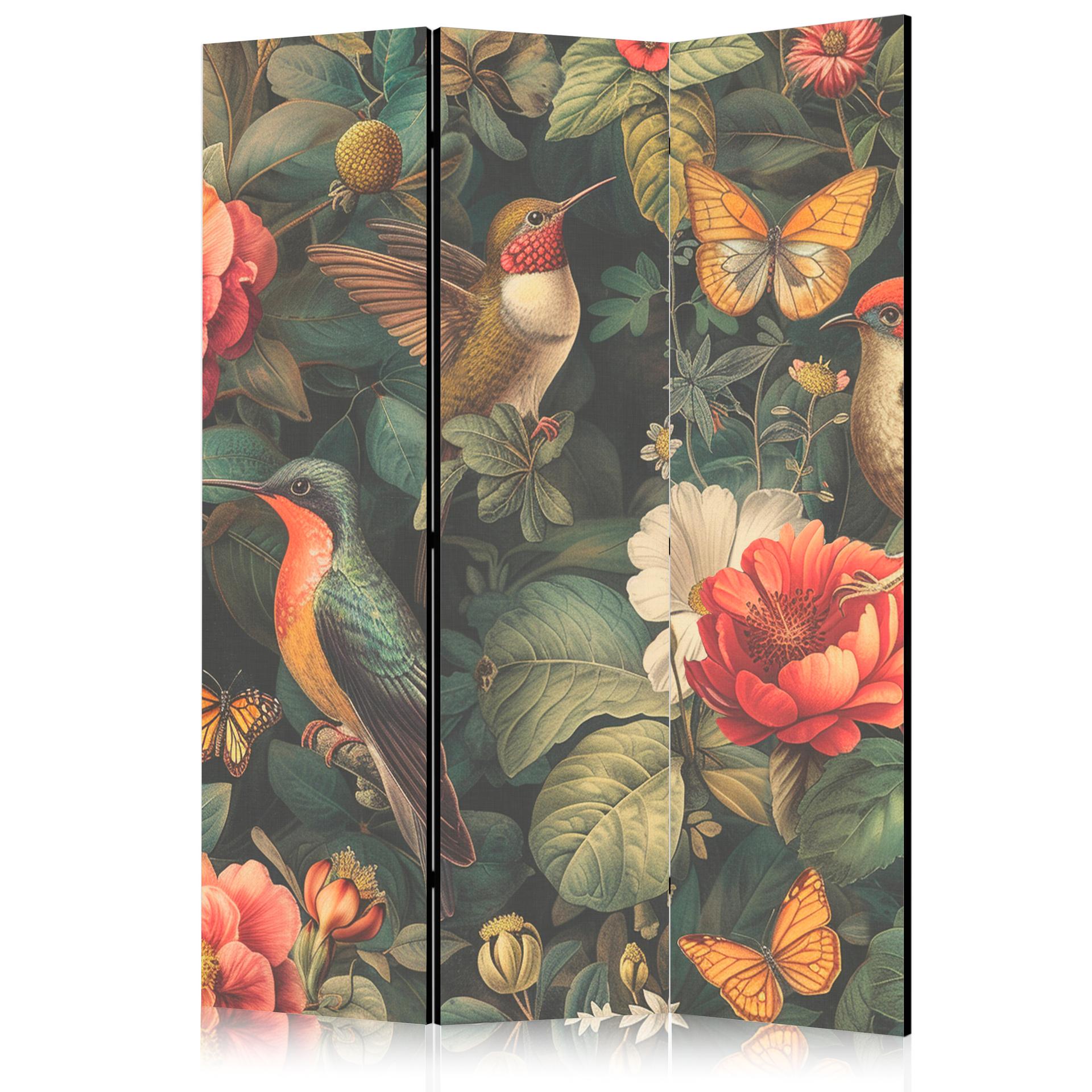 Paravent, Raumteiler freistehend, Trennwand - In the Botanical Garden - Colorful Illustration