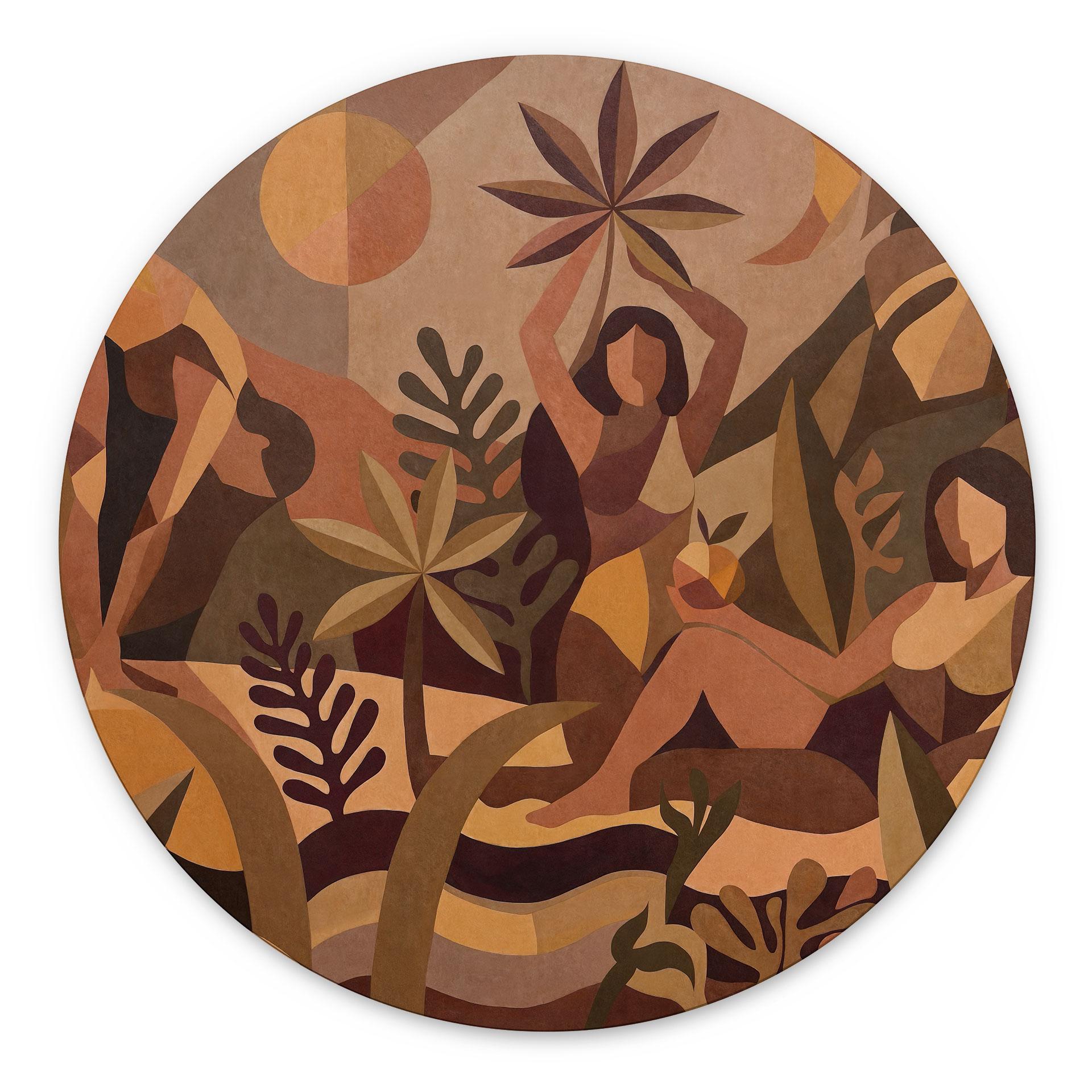 Stampa per pareti Amber Flora - Donne nella foresta pluviale - Sir Edward x Grigory Gladarev - Alu-Dibond Tondo