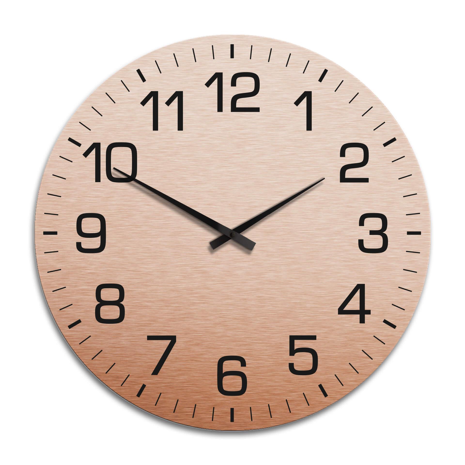 Horloge murale XXL en Alu-Dibond - Cuivrée - Classique avec minutes  - Ø 70 cm