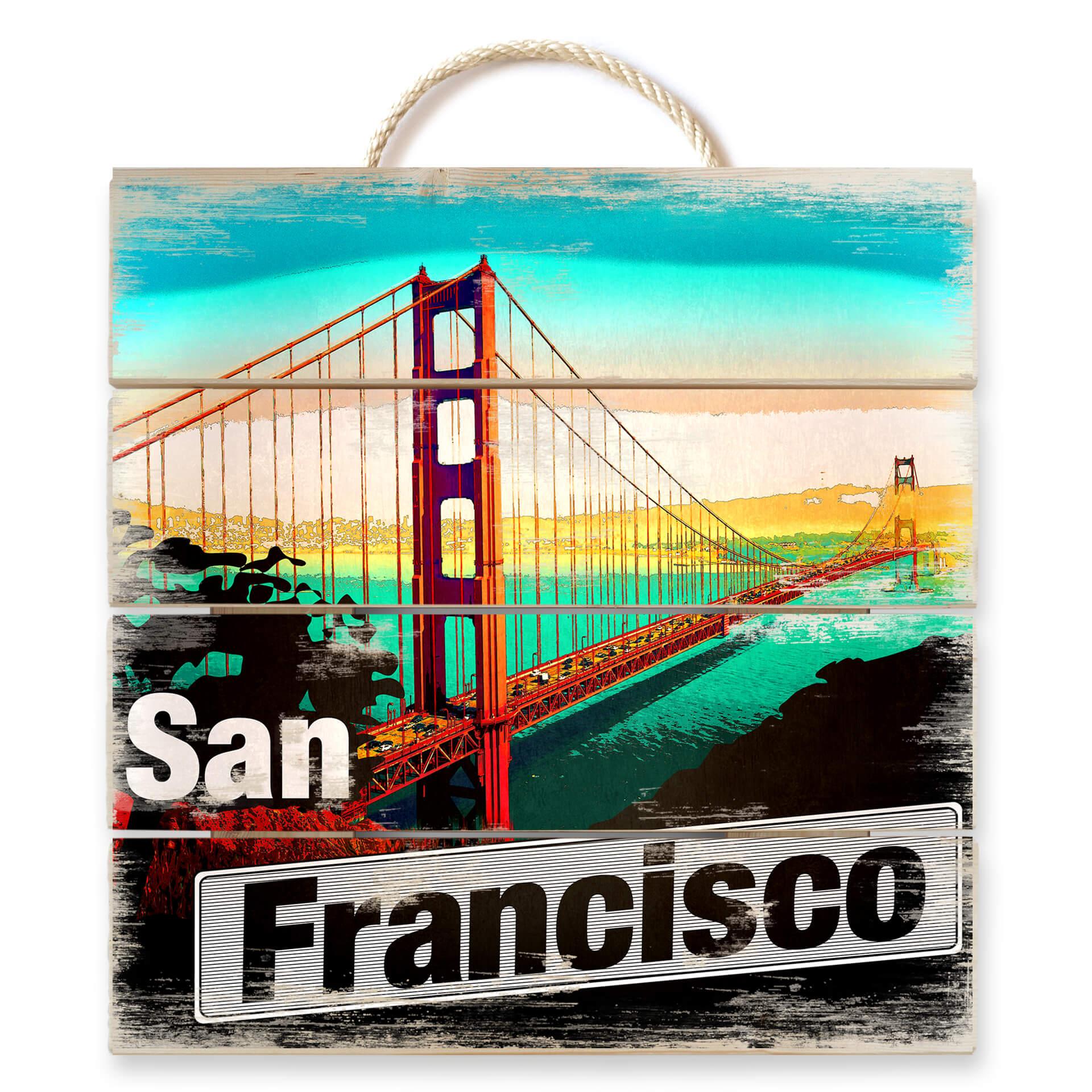 Cuadro de madera San Francisco - Comic - 40x41,5 cm