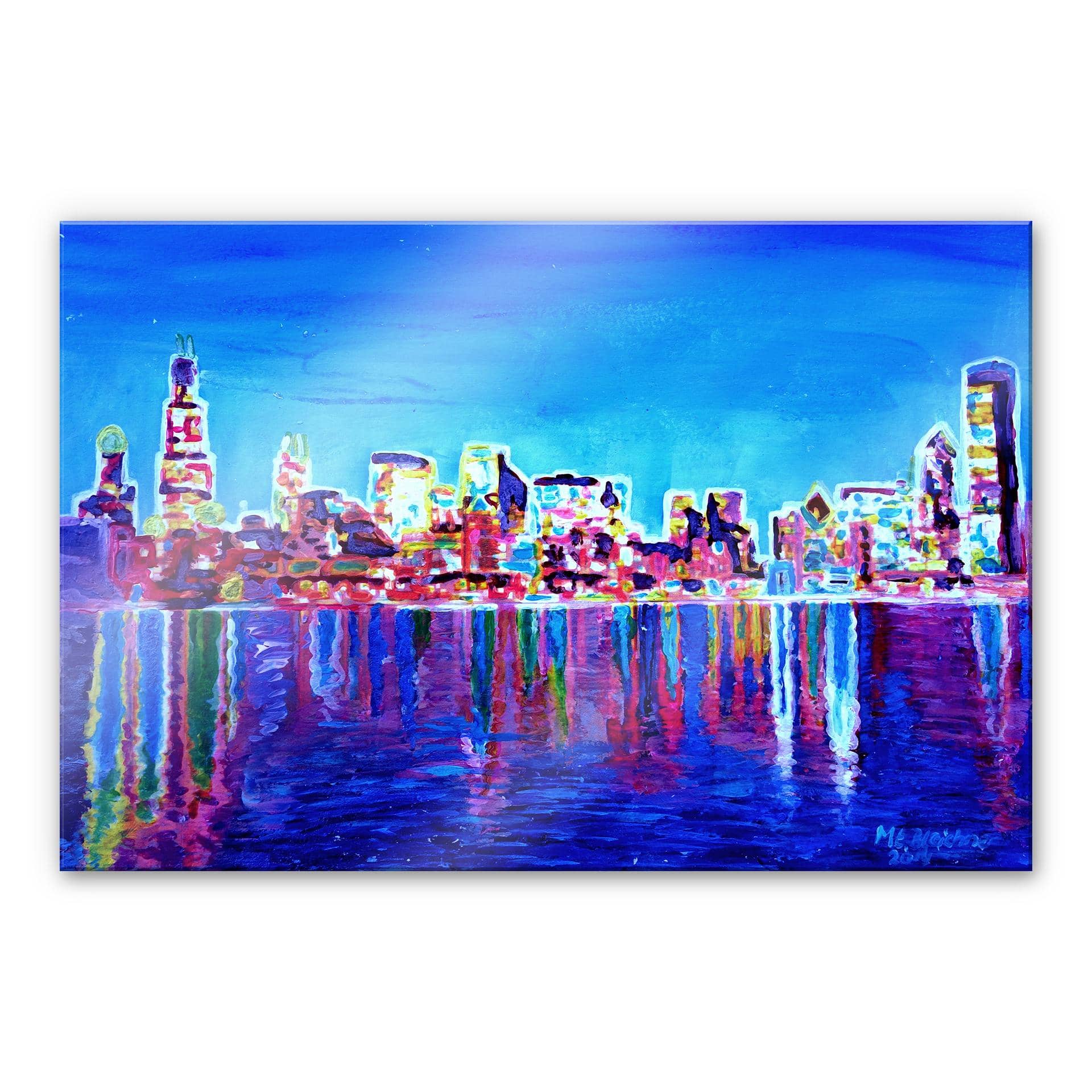 Akrylbillede Bleichner - Chicago i neonlys