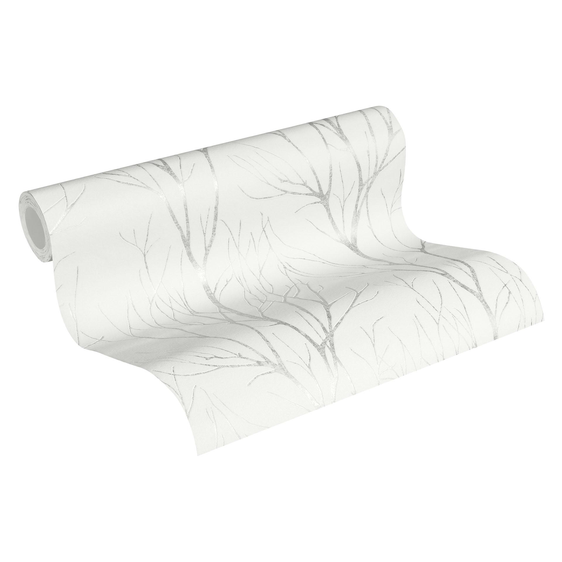 Bosbehang wit zilver - vliesbehang natuur A.S. Création