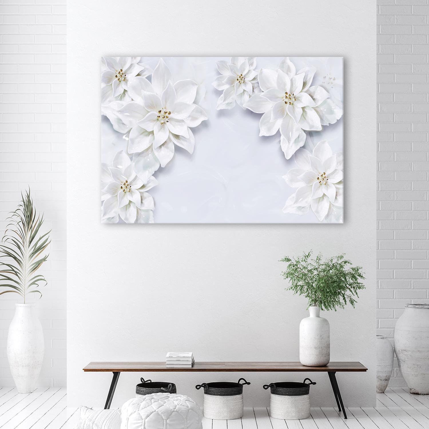 Canvasbillede, Sneklædte planteblomster