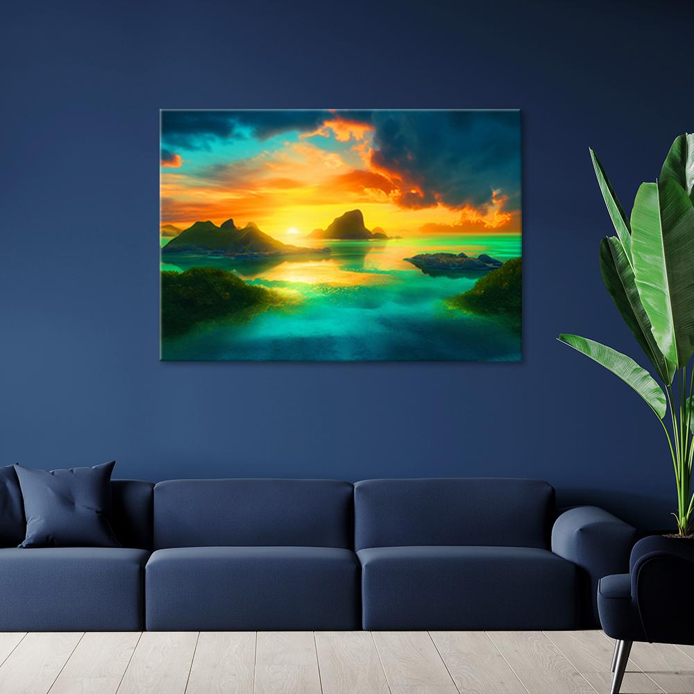 Canvasbillede, Panorama af en tropisk ø