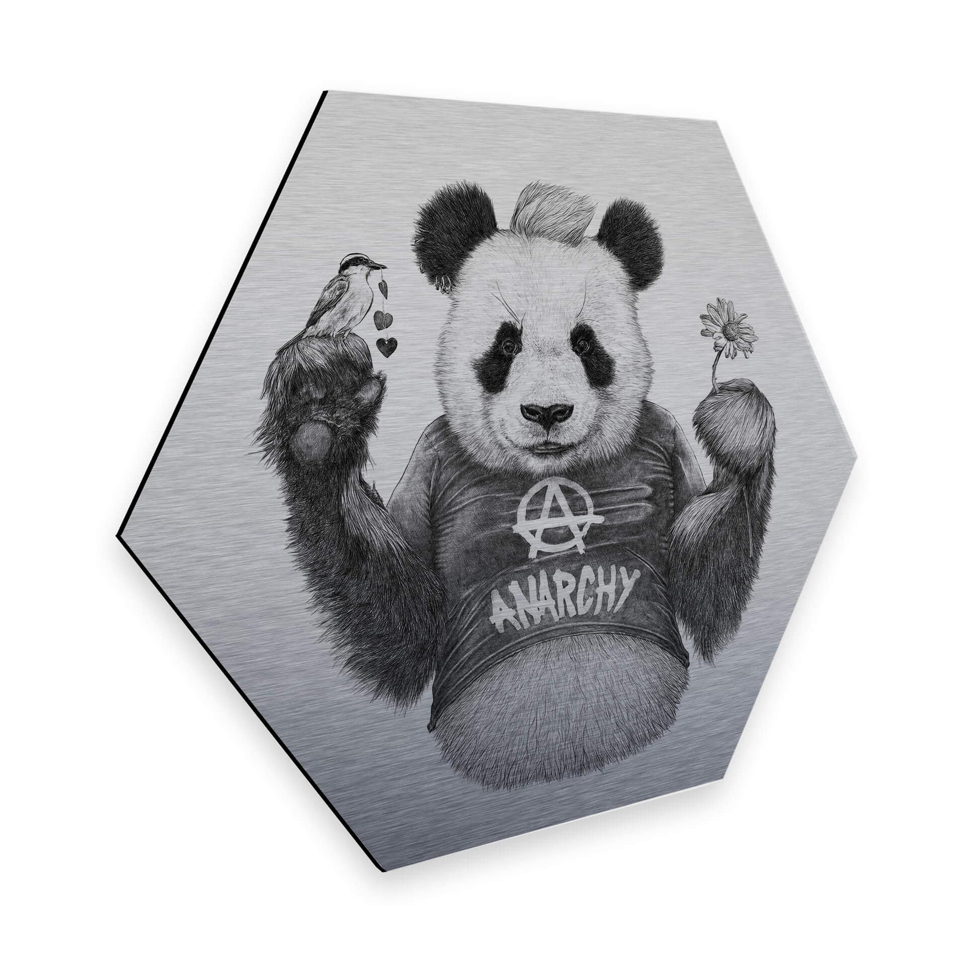 Hexagon - Alu-Dibond zilver effect Kools - Punk Panda