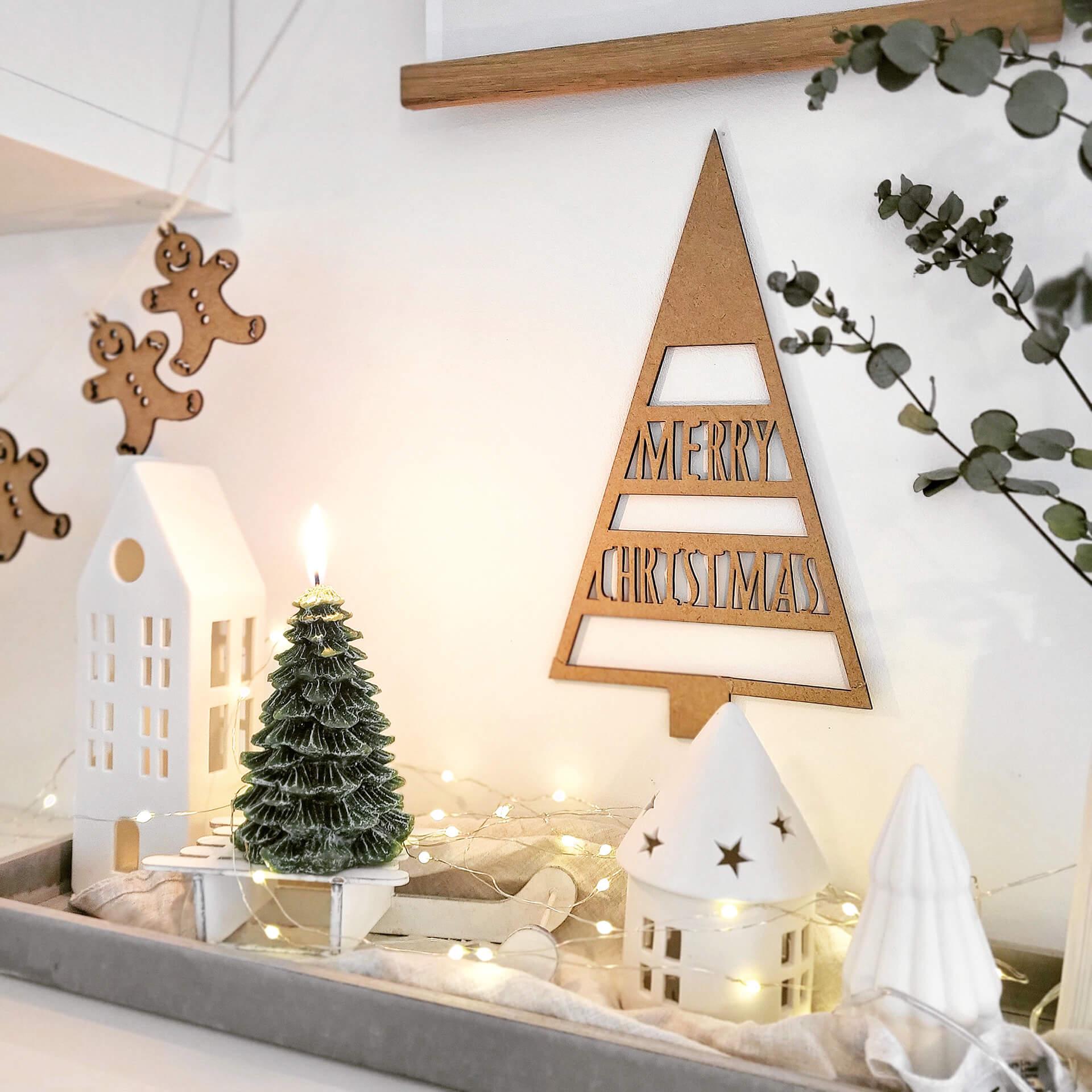 Decoración en madera - Árbol de Navidad Feliz Navidad - MDF naturaleza