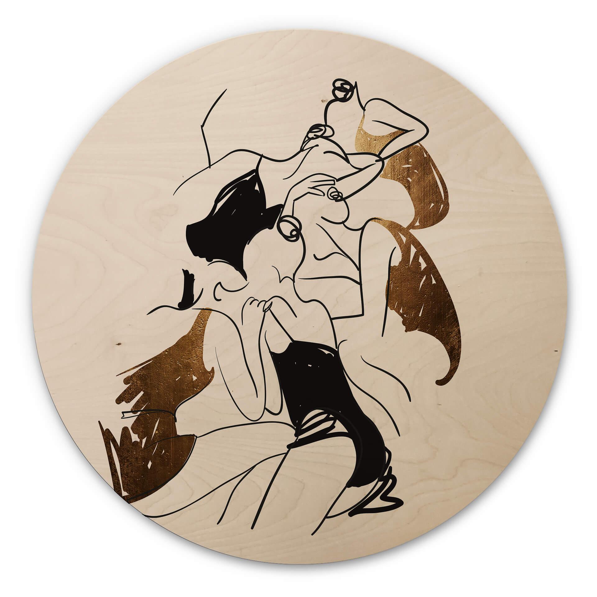 Kubistika billede af træ - Ballerinaer - Runde