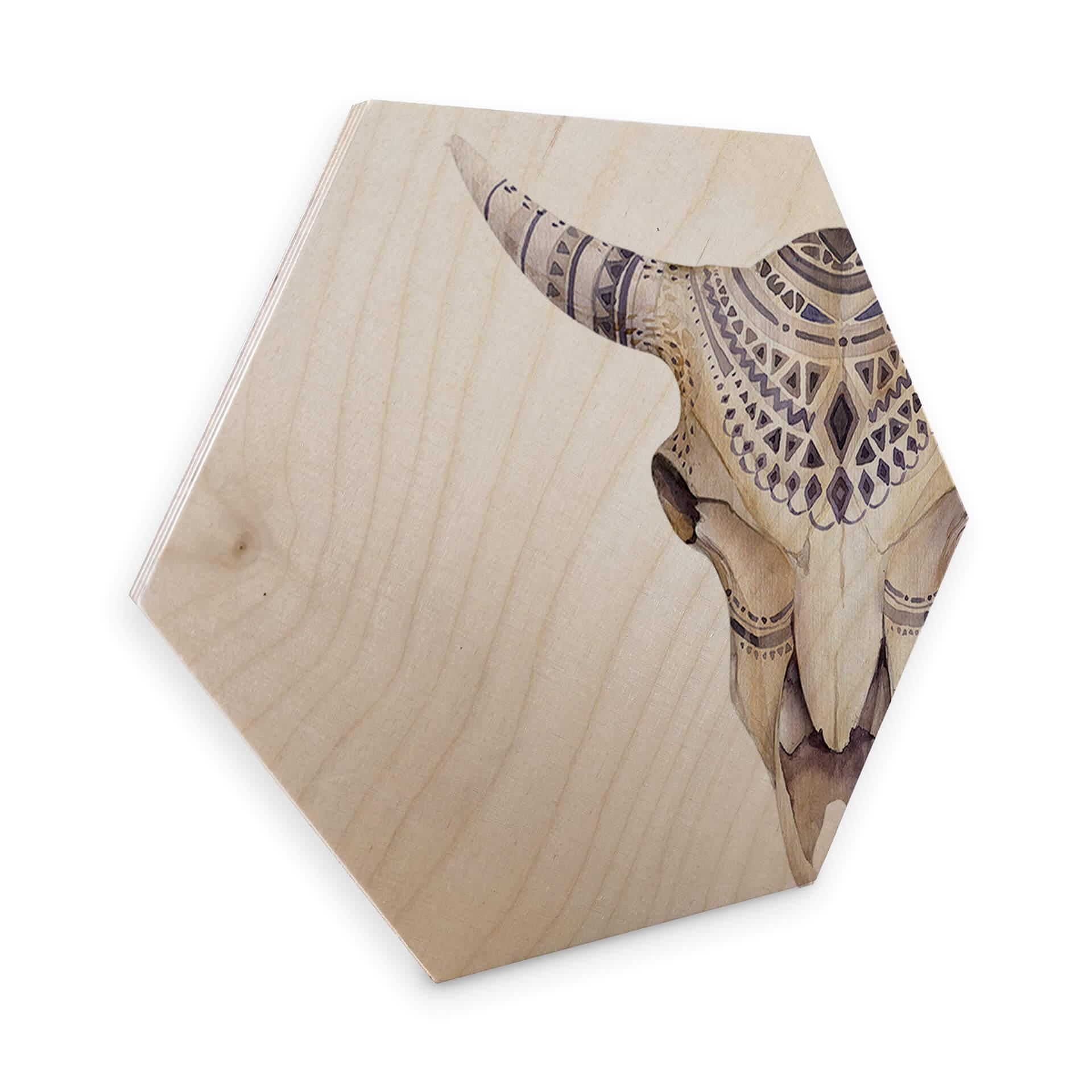 Hexagone - Bois placage bouleau - Kvilis - Crâne Boho