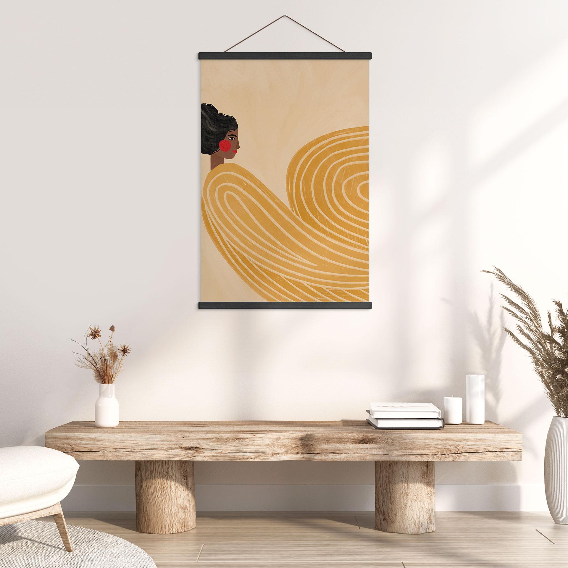 Tekstil plakat kvinde med gul hvirvel - Müller