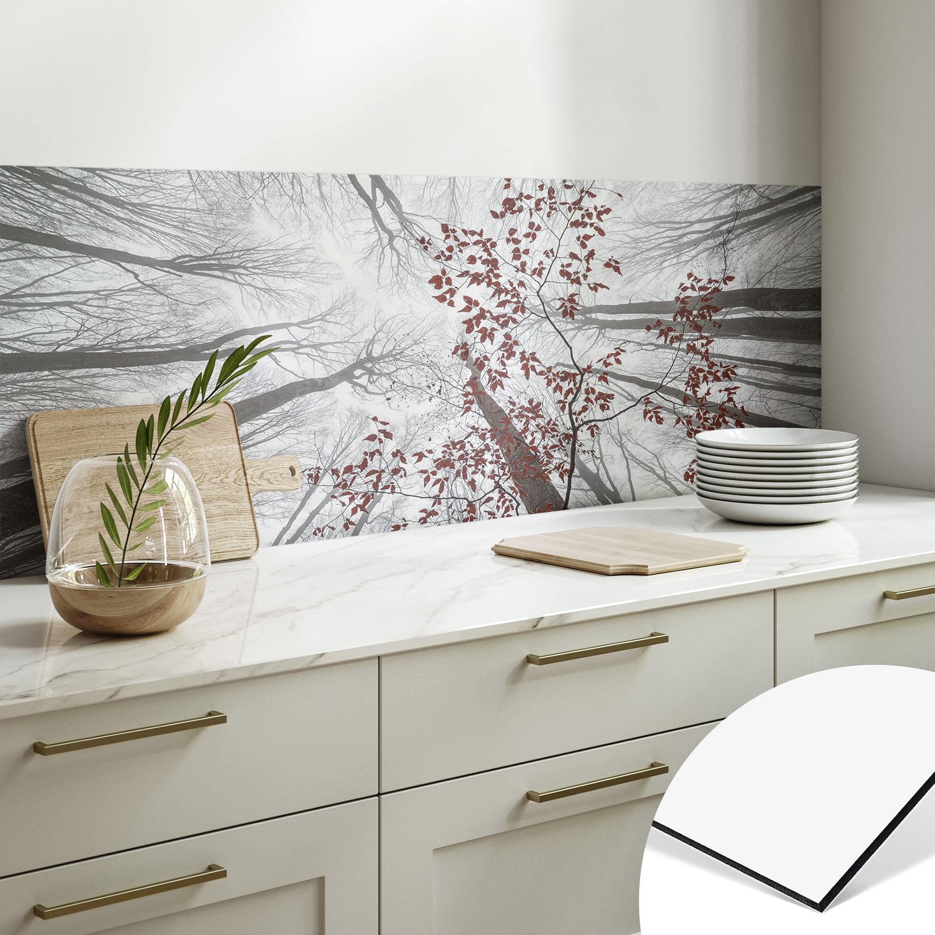 Køkken backsplash Trætoppe med røde blade - Coman
