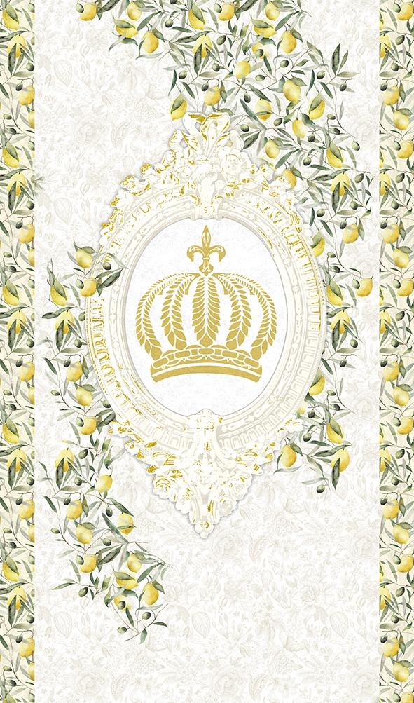 Fototapet krone, citroner blomstret natur mat i hvid til stuen 2,70 x 1,59m