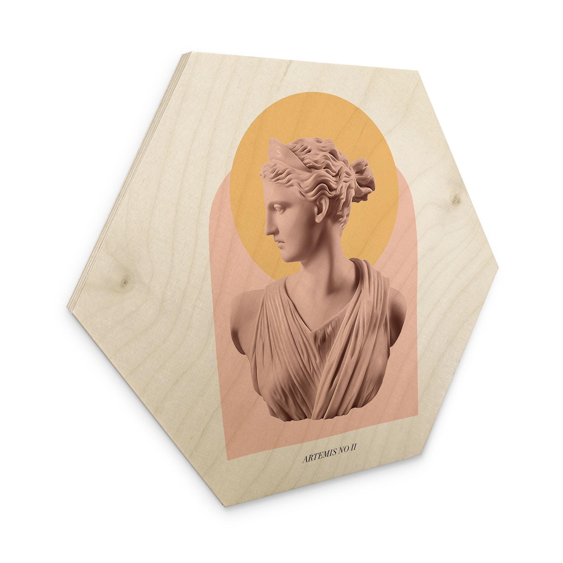 Sekskantet træ Statue af gudinden Artemis - Grace Digital Art