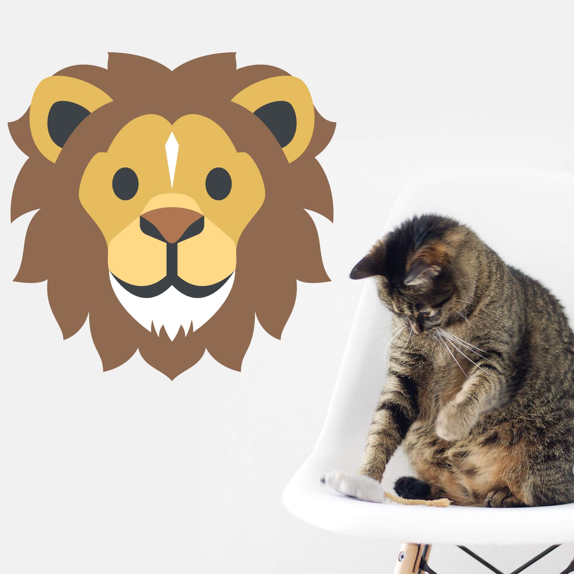 Muursticker Emoji Leeuw
