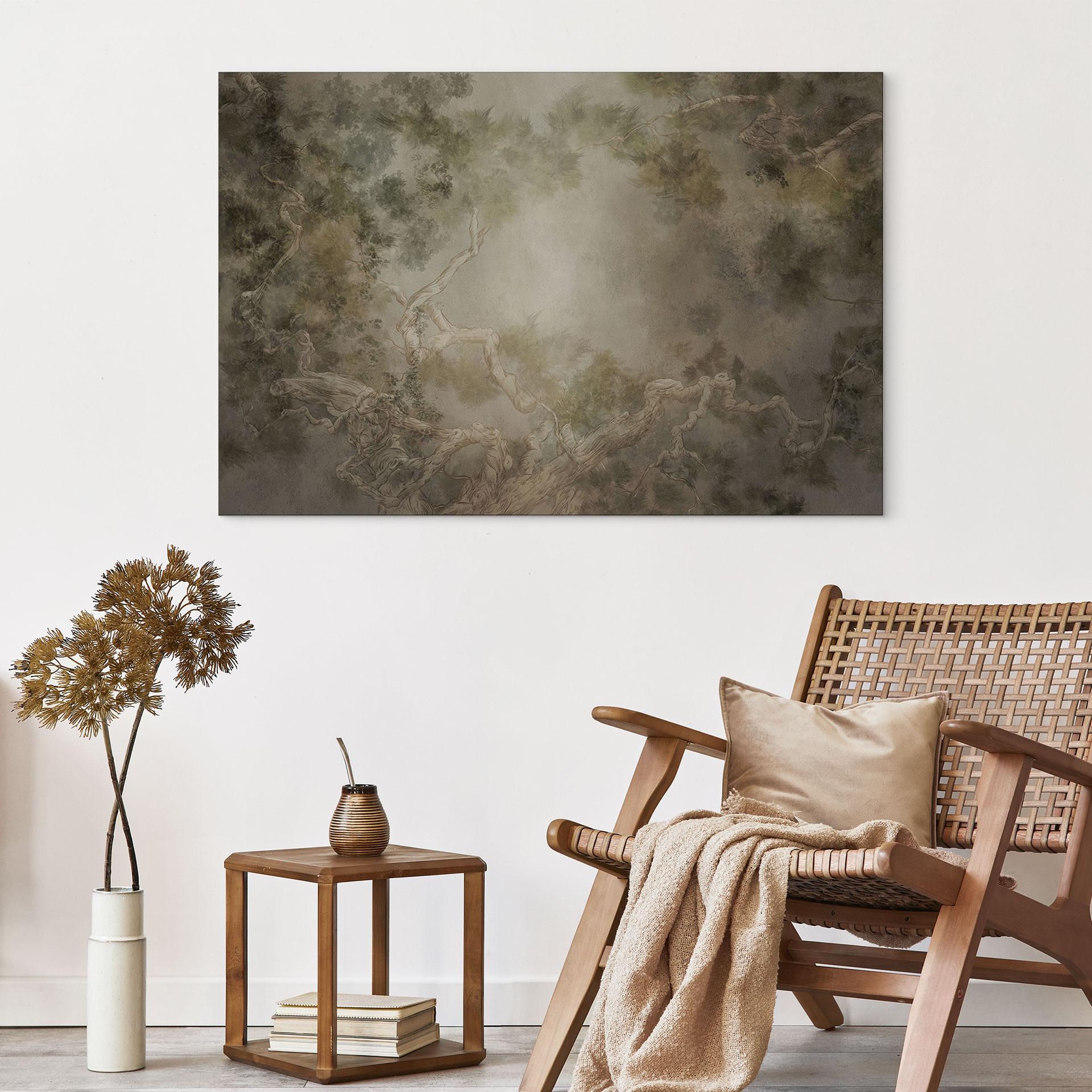 Wandbild Wald mit Blick in die Baumwipfel - Ms Tiff - Alu-Dibond