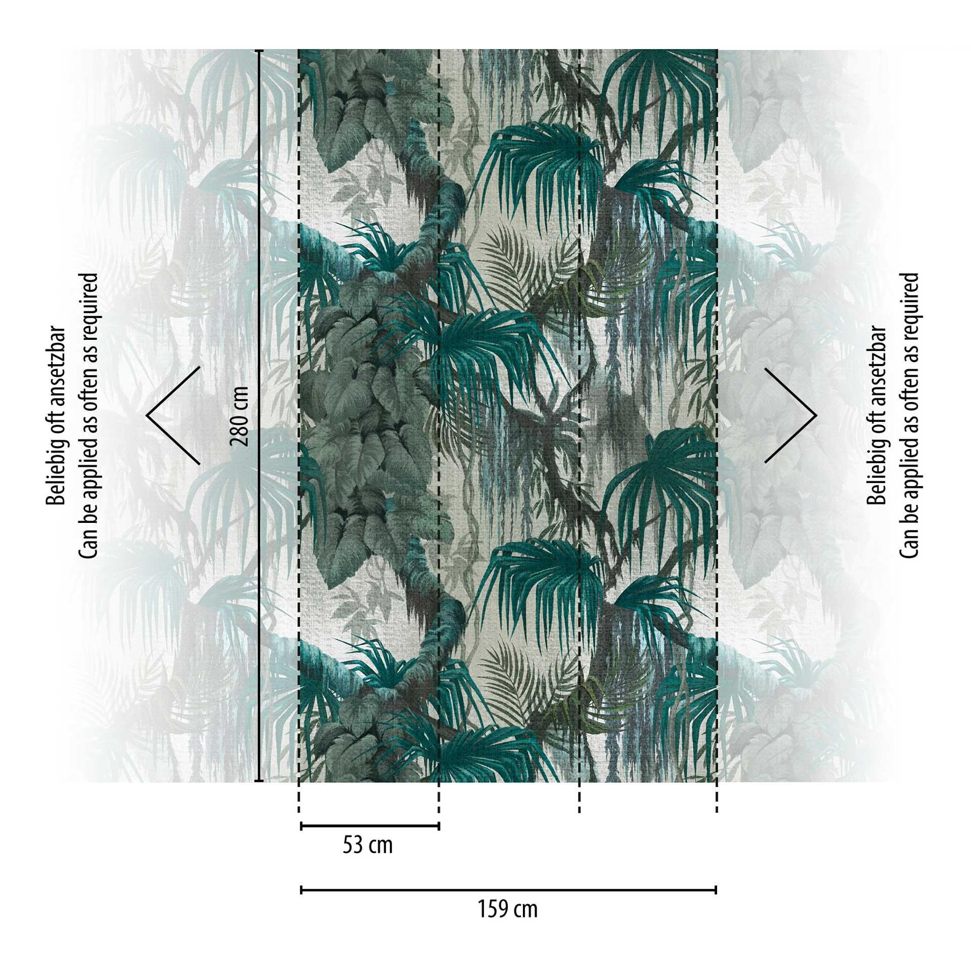 Jungle behang in groene tinten - vliesbehang met tropische motieven - exotisch design