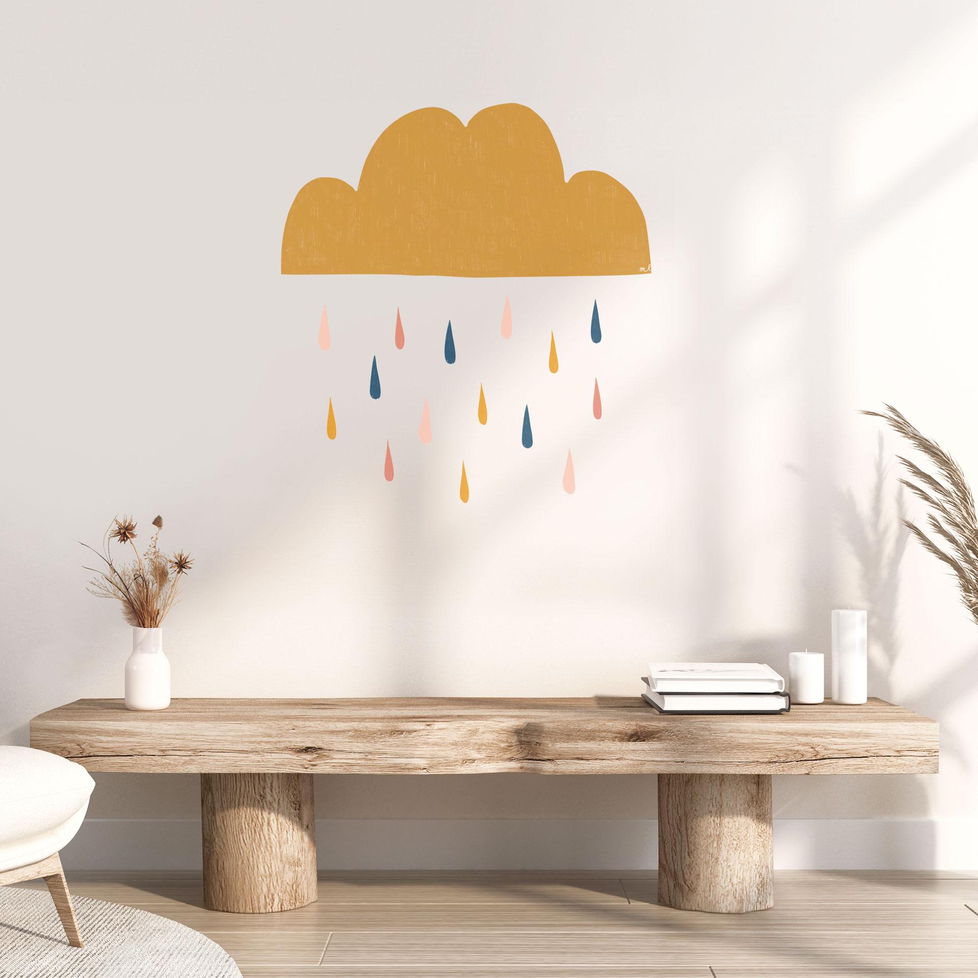 Wallsticker Glad regn i pastelfarver - dekoration til børneværelset - Menina Lisboa