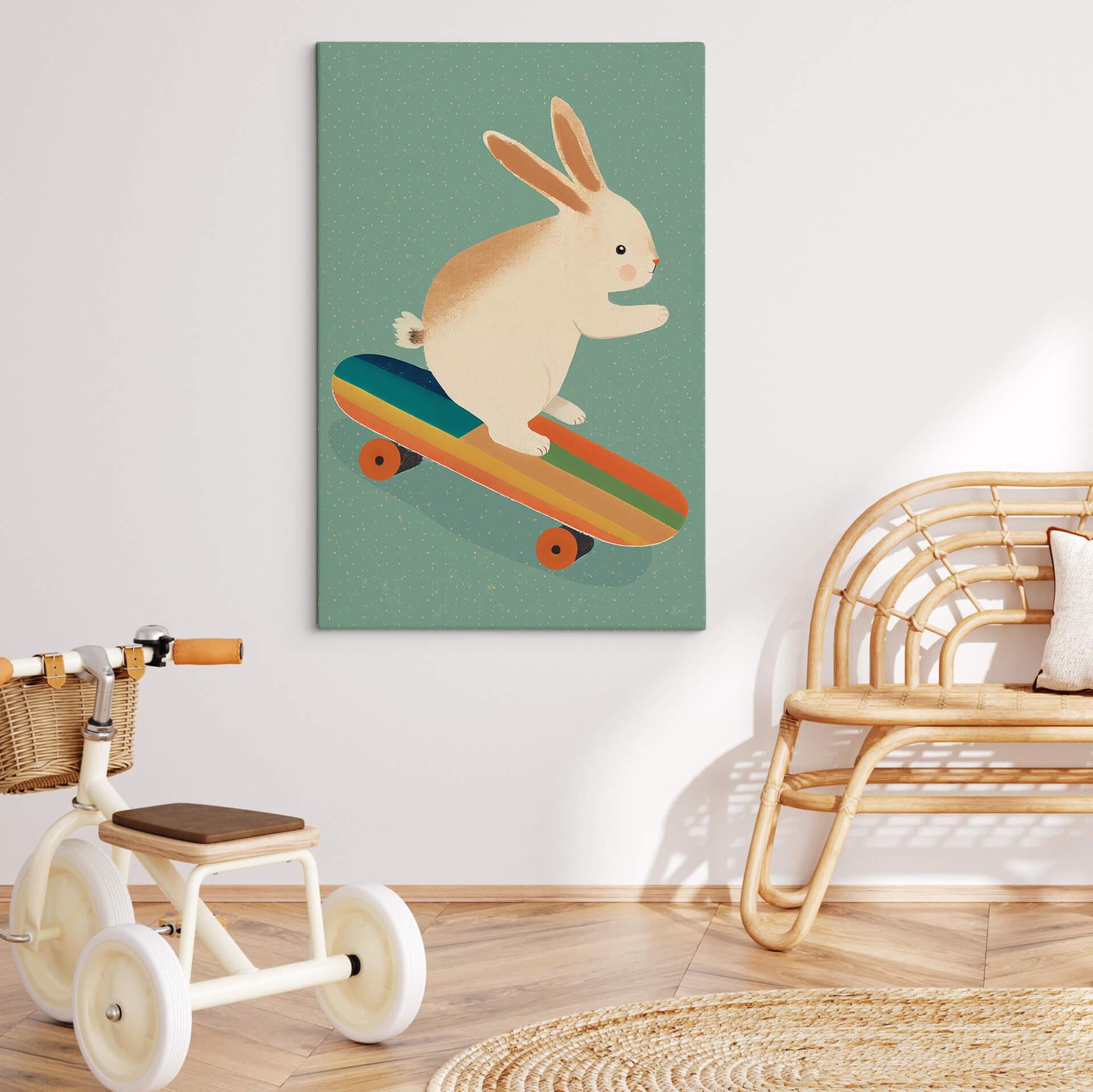 Lærredsprint - Treechild - Skateboard Bunny