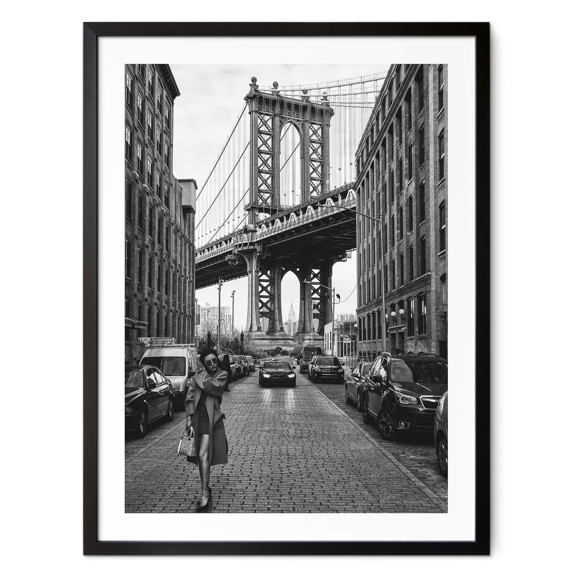 Póster Bolton - Estilo en Manhattan con el emblemático puente de Brooklyn