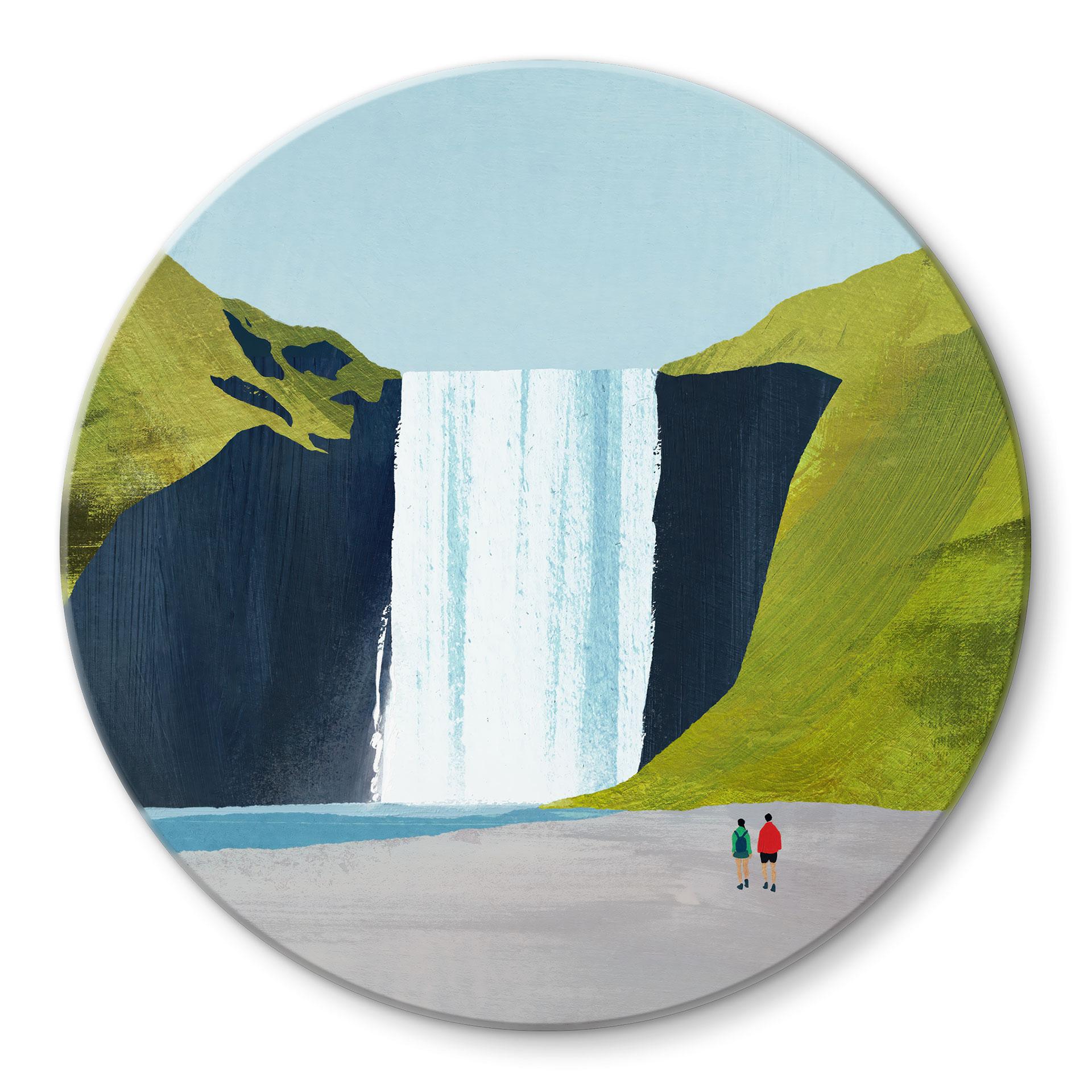 Glazen schilderij Waterval in de bergen - Rivers - Rond