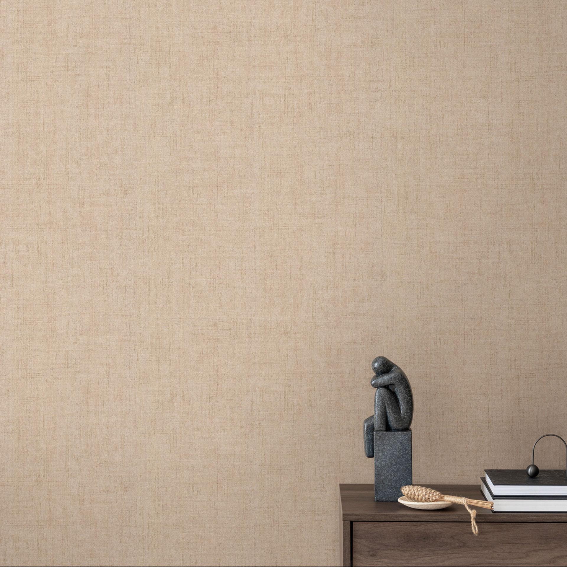 Tekstureret tapet med et rosa-beige tekstillook - moderne, diskret Ikke-vævet tapet