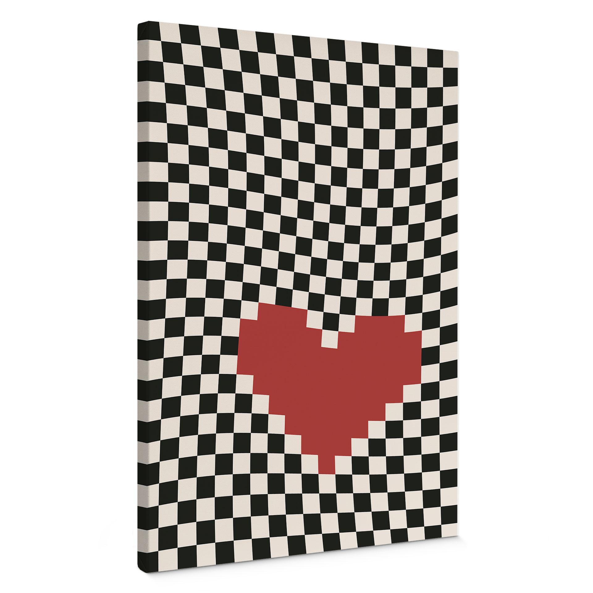 Lærredsprint - Optisk illusion: hjerte i pixel-stil - Kerr-Dineen