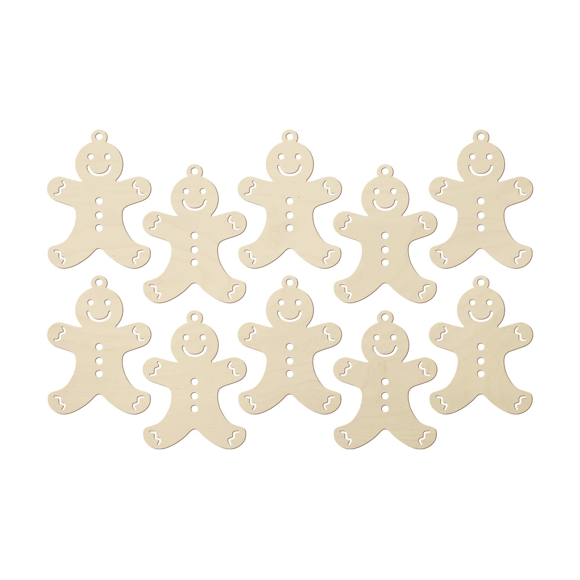 Decoración en madera de Navidad - Hombre de pan de jengibre madera de álamo (10 piezas) - 8x10 cm c/