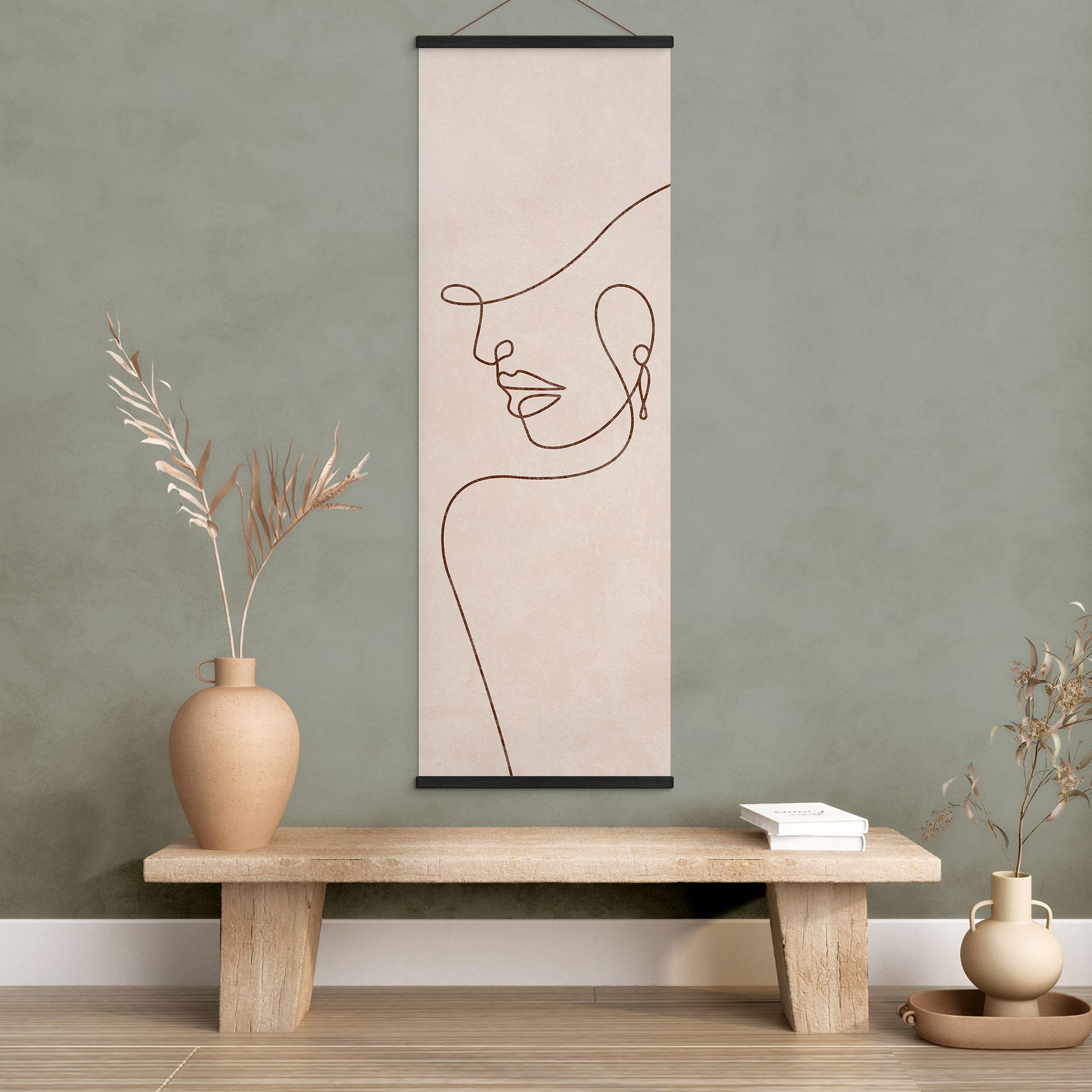 Tekstil plakat Delikate konturer af en kvinde - Line Art - Tunaboylu - Panorama