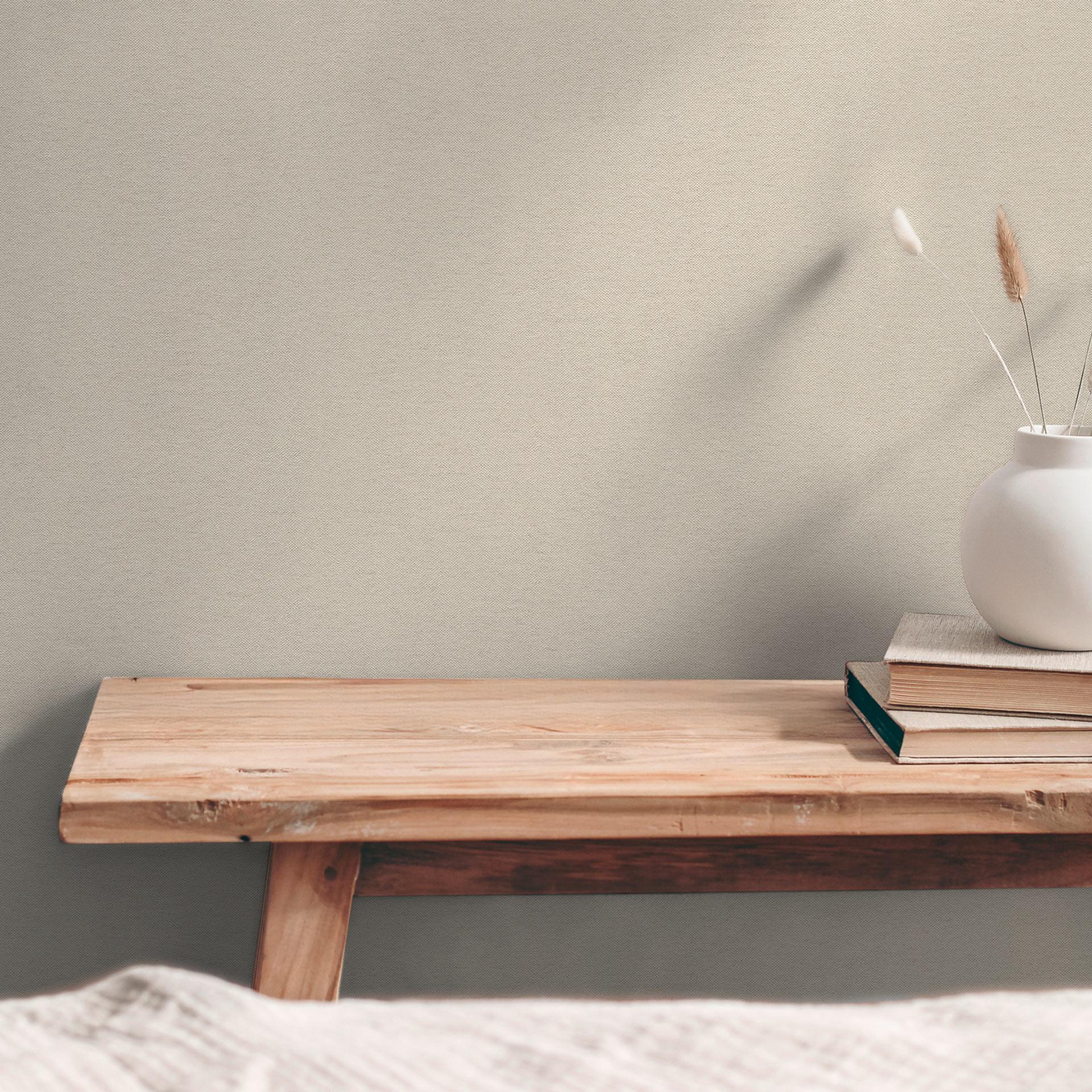 Unit tapet linen look beige - tidløst Ikke-vævet tapet i en naturlig farvetone